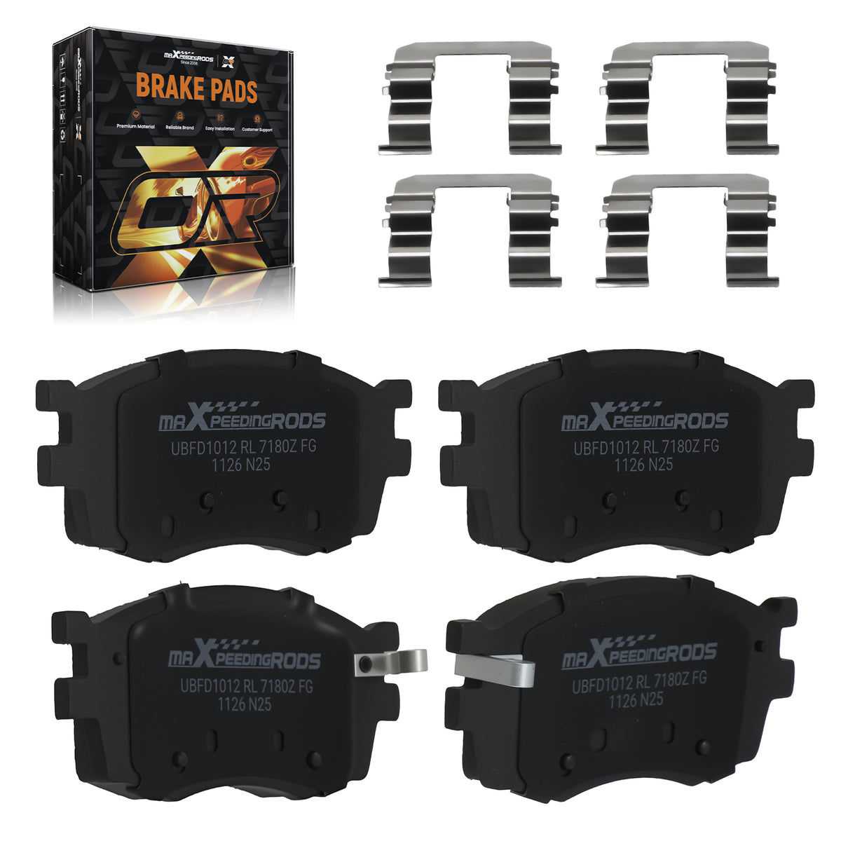 Front Ceramic Brake Pads Set compatible For Hyundai Accent/Compatible For Kia Rio Rio5 2006-2011 L4 1.6L
