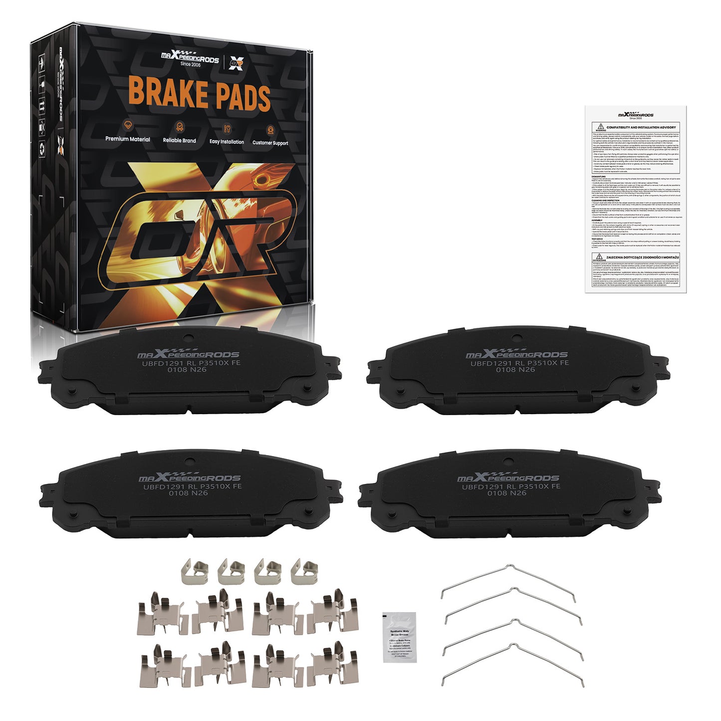 Front Brake Pads Set compatible For Lexus NX200T/NX250/NX300/NX300h/NX350/NX350h/NX450h+