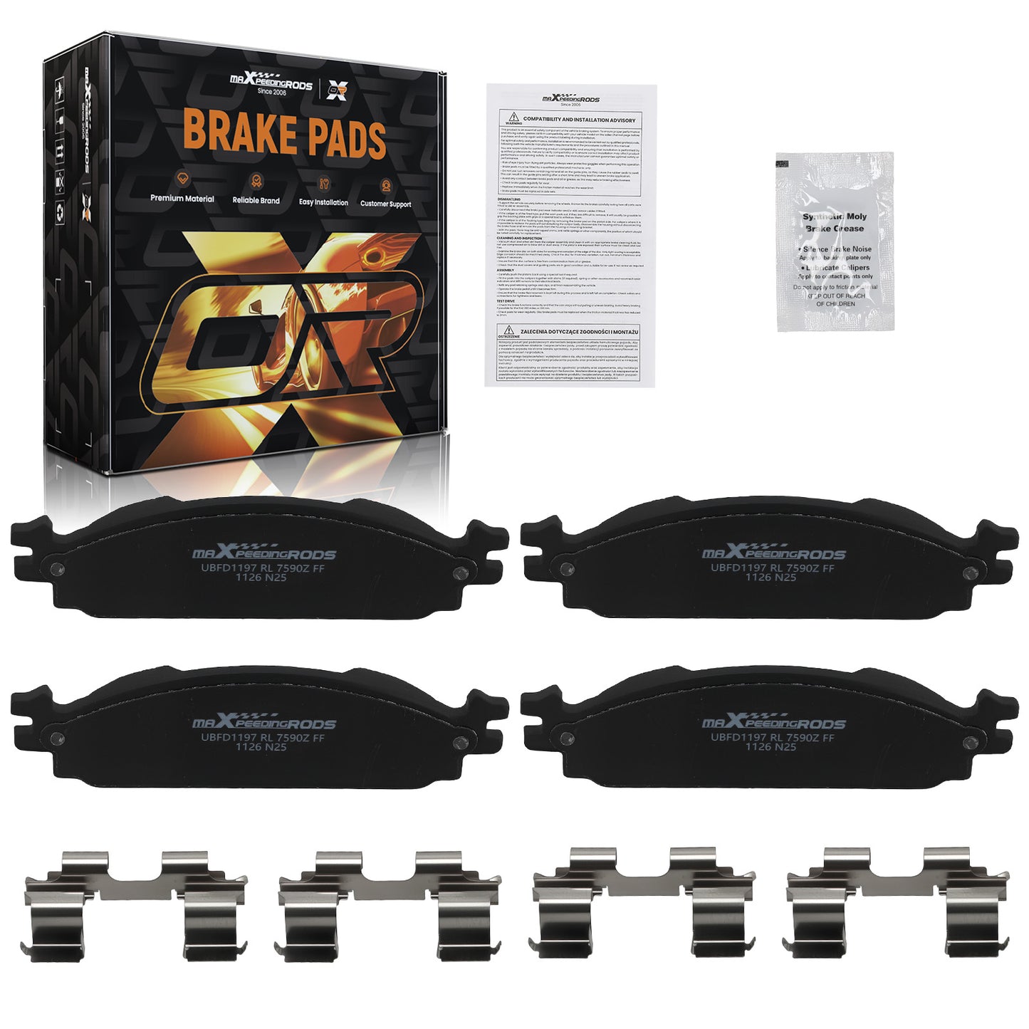 Front Ceramic Brake Pads compatible For Ford Explorer Flex Taurus 2010-2019/Compatible For Lincoln MKS MKT