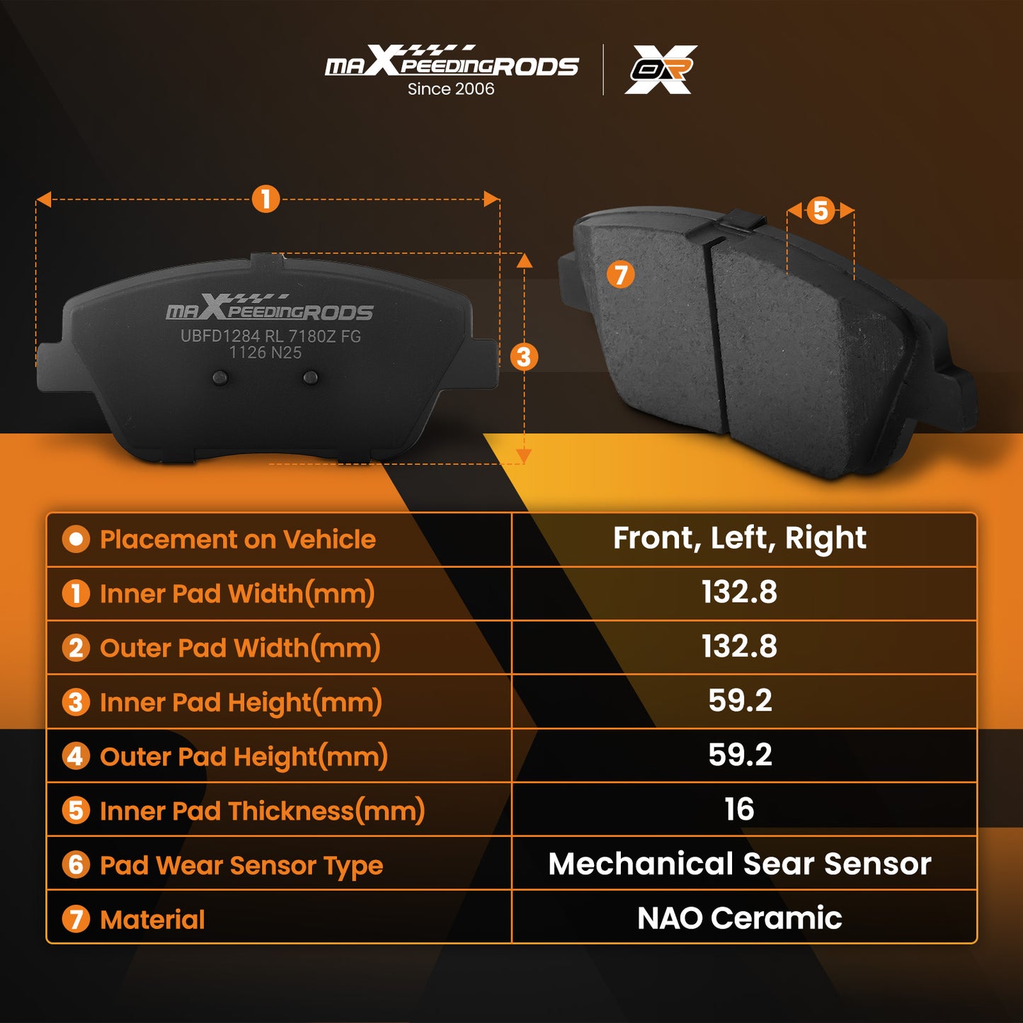 Front Ceramic Brake Pads Set compatible for Hyundai Sonata 2011-2015/Compatible for Kia Optima 2011-2016