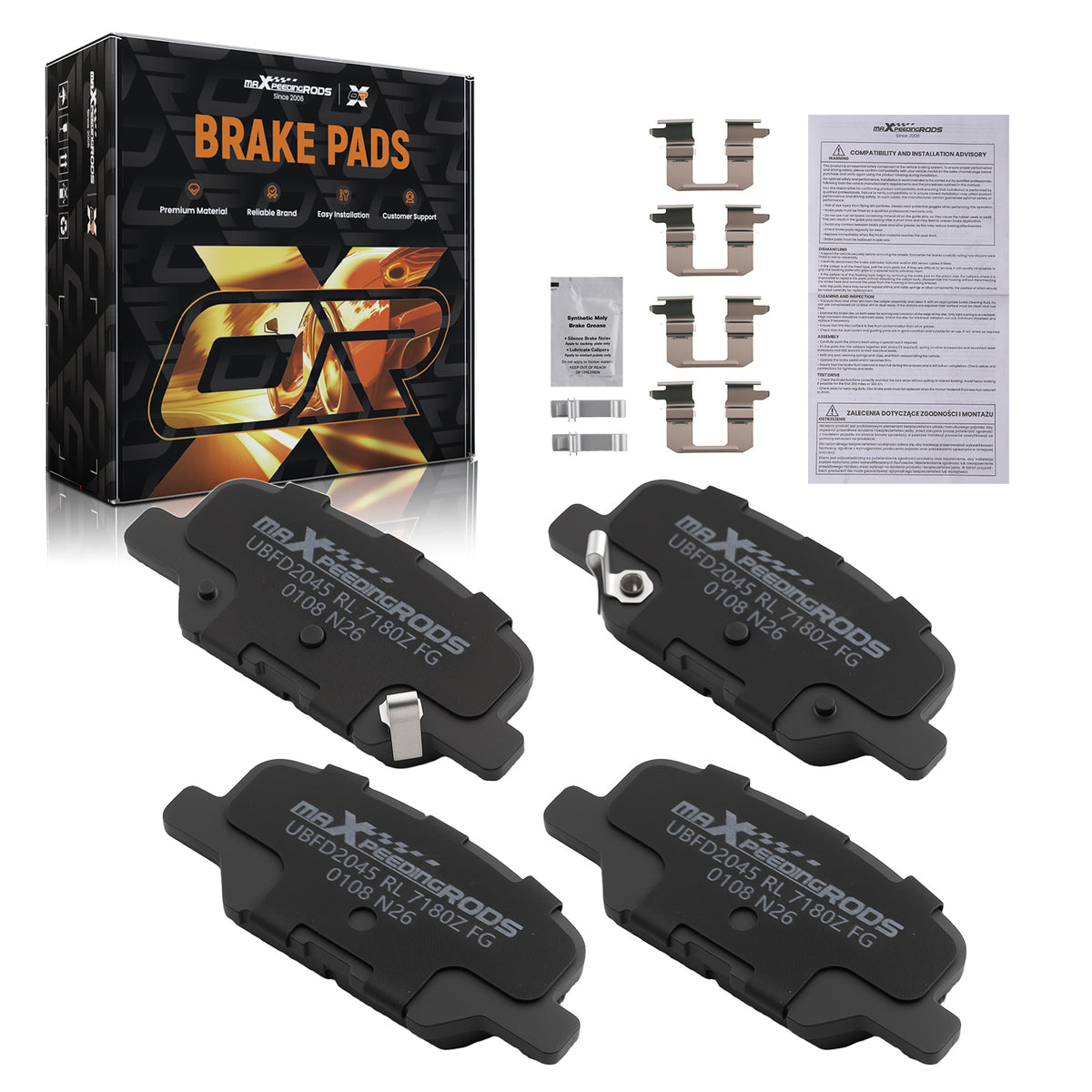 Rear Ceramic Brake Pads Set compatible For Mazda 3 2014-2018/Compatible For Mazda 6 2014-2015 P1679 D1679