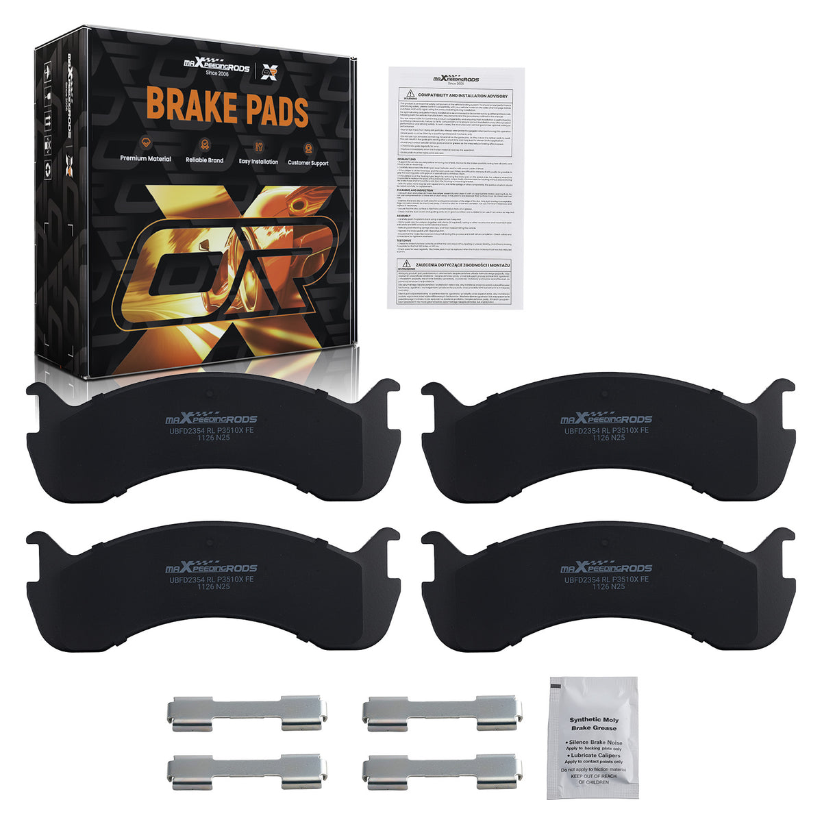 Front Brake Pads compatible For Blue Bird TC1000 TC2000/Compatible For Fleetwood Bounder Fortis/Compatible For Ford F-53