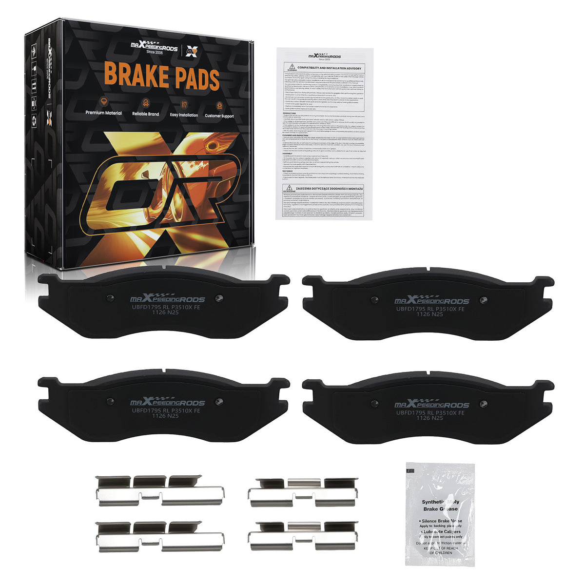 Front LR Brake Pads compatible for Dodge Durango 2003-2006/Compatible for Ram 1500 2002-2005 D966