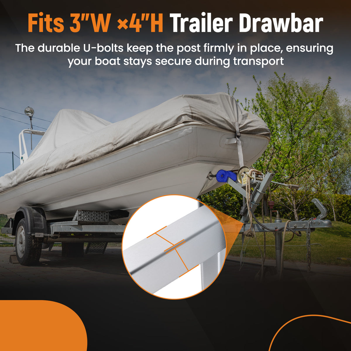 Boat Trailer Winch Stand with Roller Fit 3x4Frames,Multiple Height Adjustments