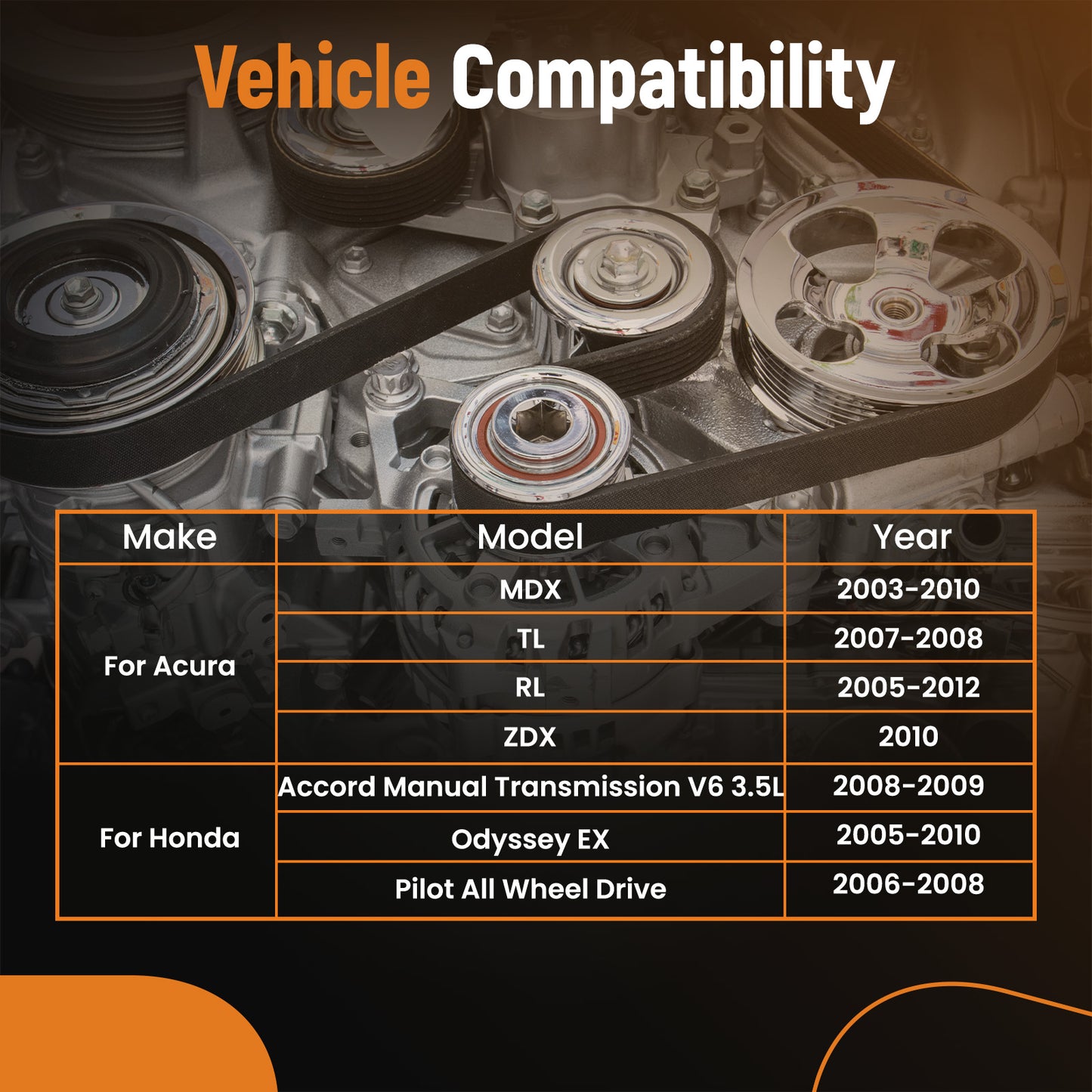 Belt Tensioner compatible For acura MDX RL ZDX compatible For Honda Accord Manual Transmission 31170RCAA01