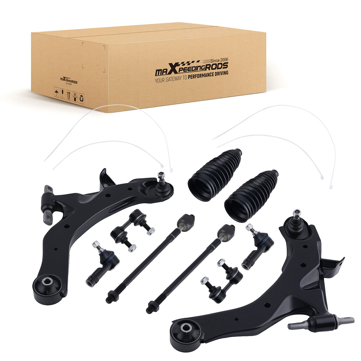 10PC Front Lower Control Arm Sway Bar Kit compatible For HYUNDAI ELANTRA 2001-2006 ES3377