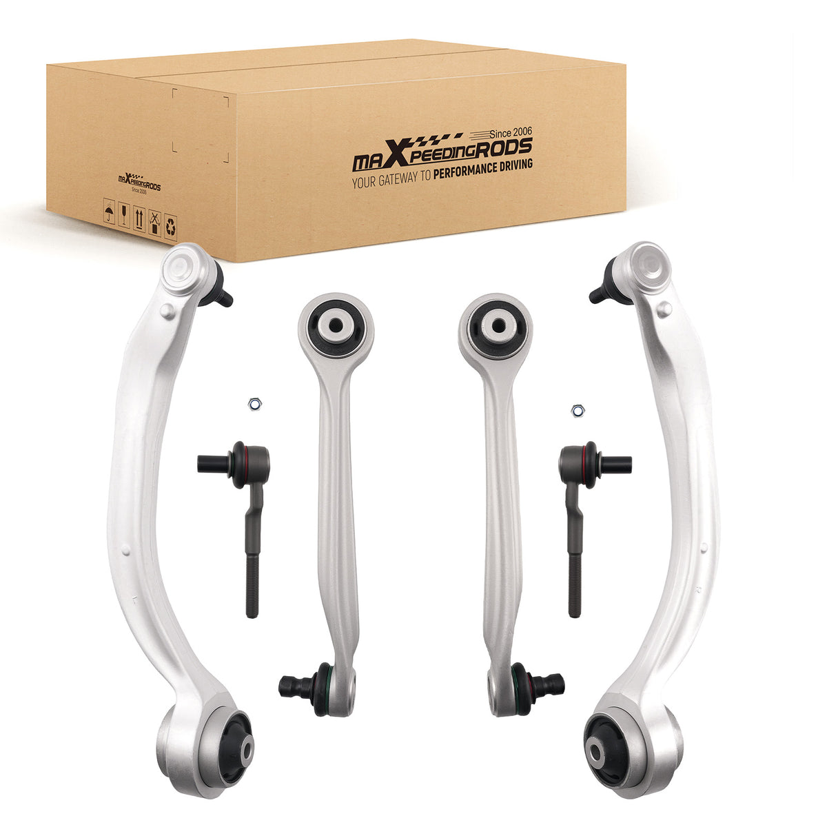 Front Upper Forward Lower Rearward Control Arms Assembly compatible For Audi RS6 2003-2004