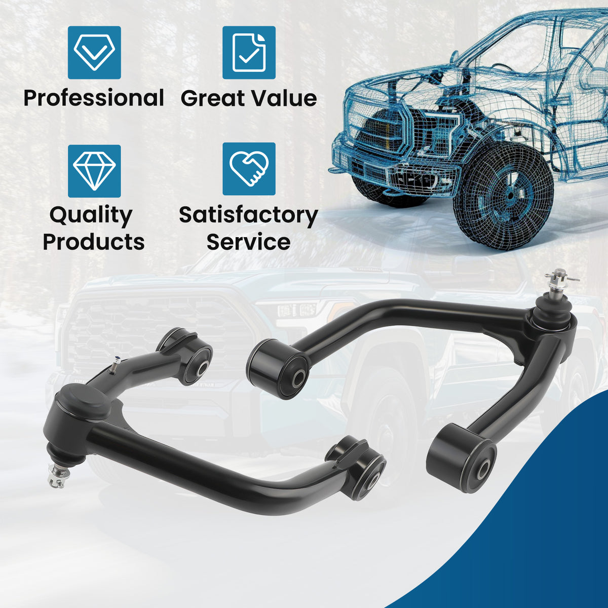 Heavy Duty Front Upper Control Arm 2-4 Lift compatible For Toyota Tundra 2007-2022 Tubular