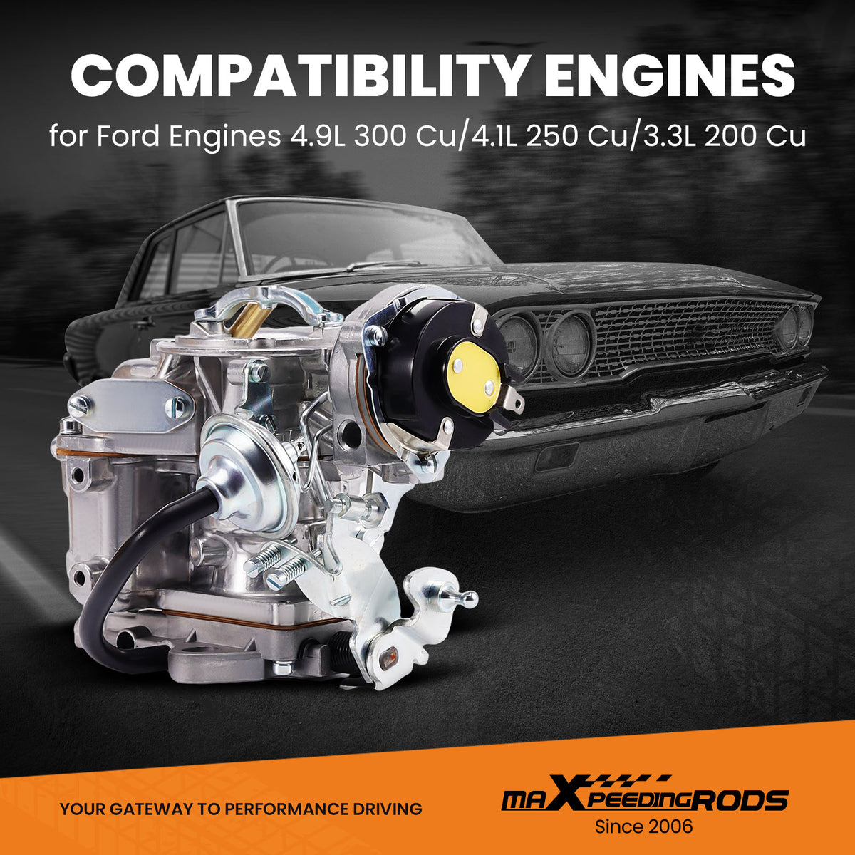 Carburetor Compatible For Ford F100 F150 4.9 L 300 Cu 4.1 L 250 Cu 3.3 L 200 Cu 1-Barrel