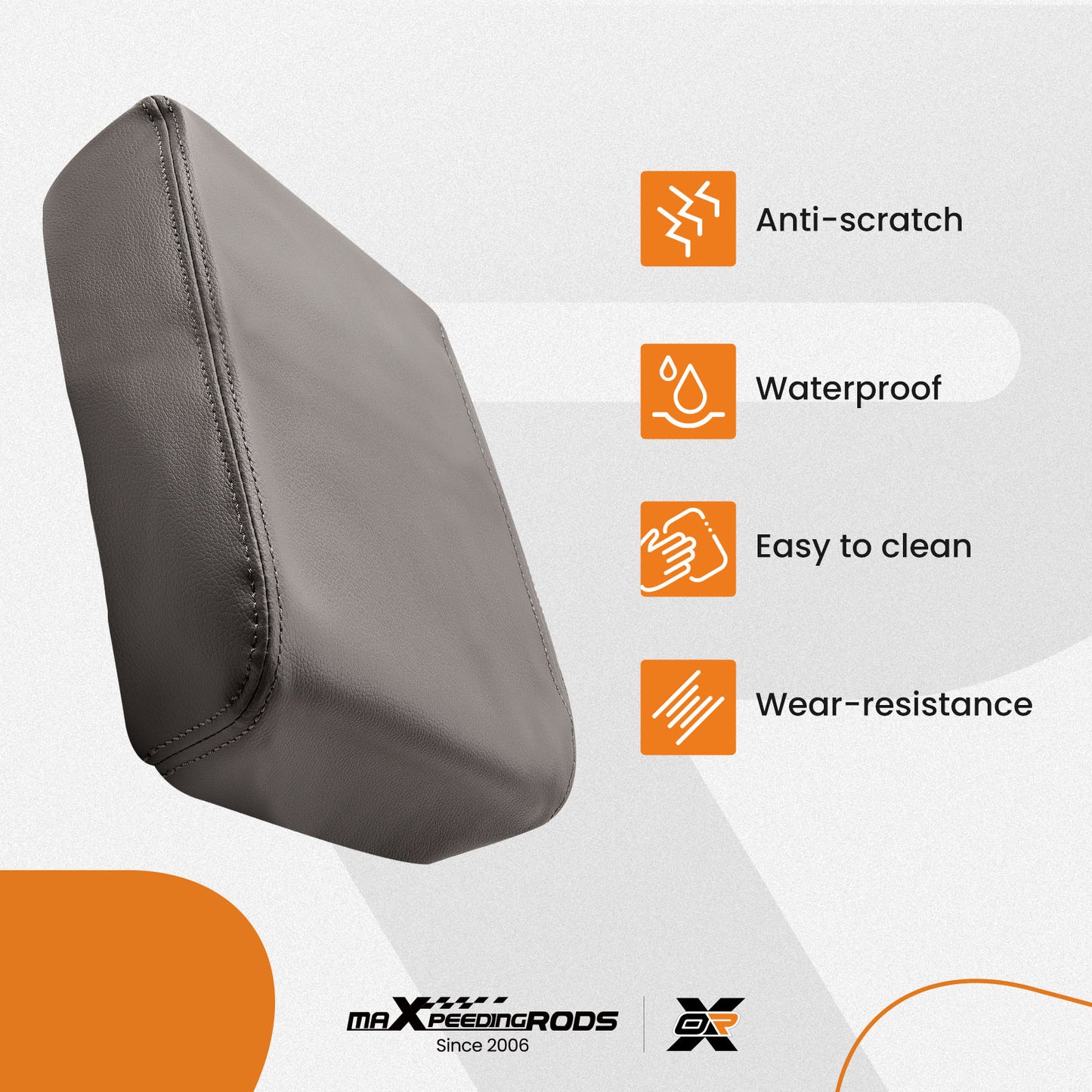 1xGray Leather Center Console Armrest Lid Cover compatible for Toyota Tacoma 2005-2015