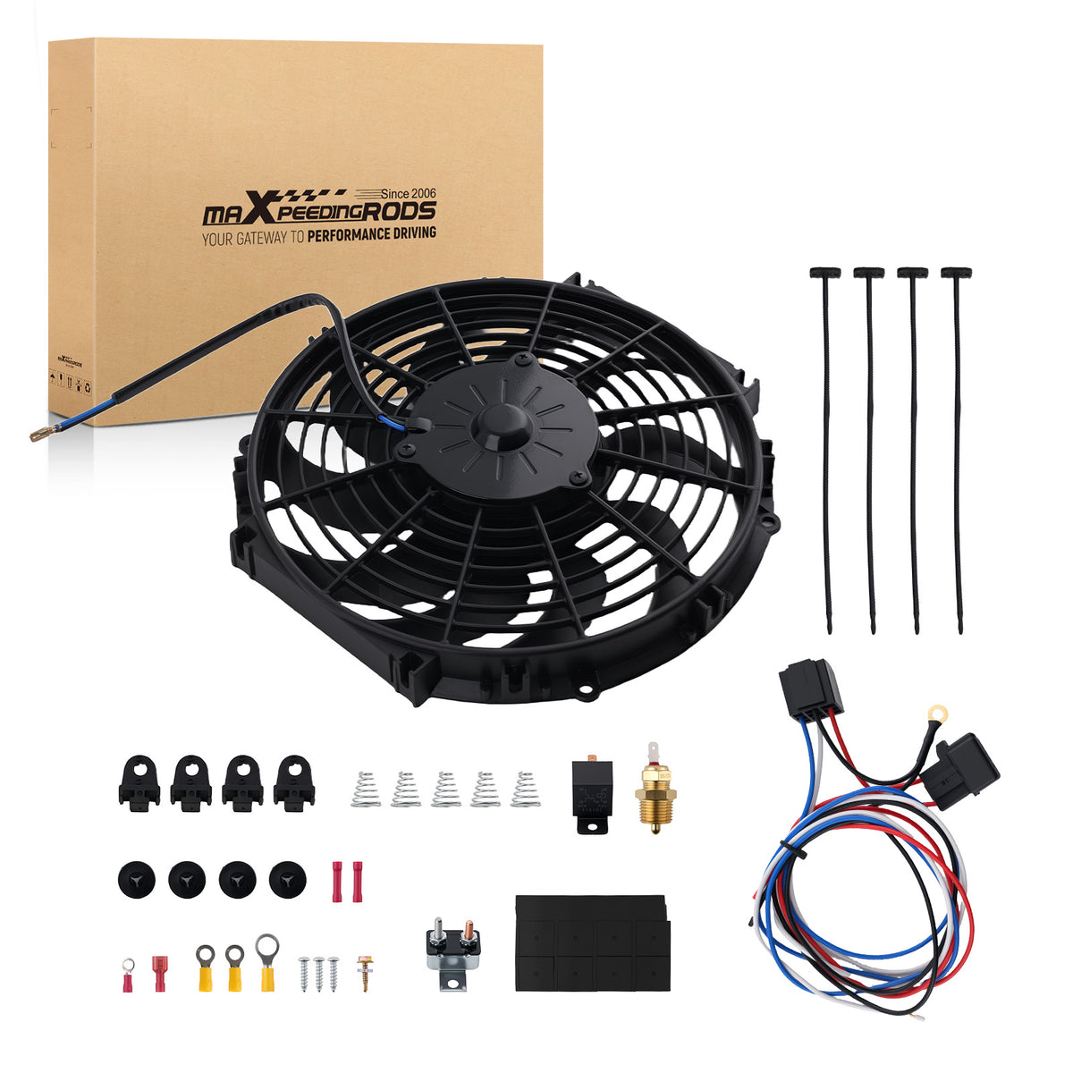 12 IN Electric Radiator Condenser Cooling Fan Assembly Universal 80W 12V