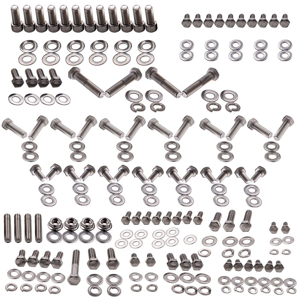 Stainless Hex Bolt Kit Small Block compatible For Chevy Sbc 265 305 307 327 350 400