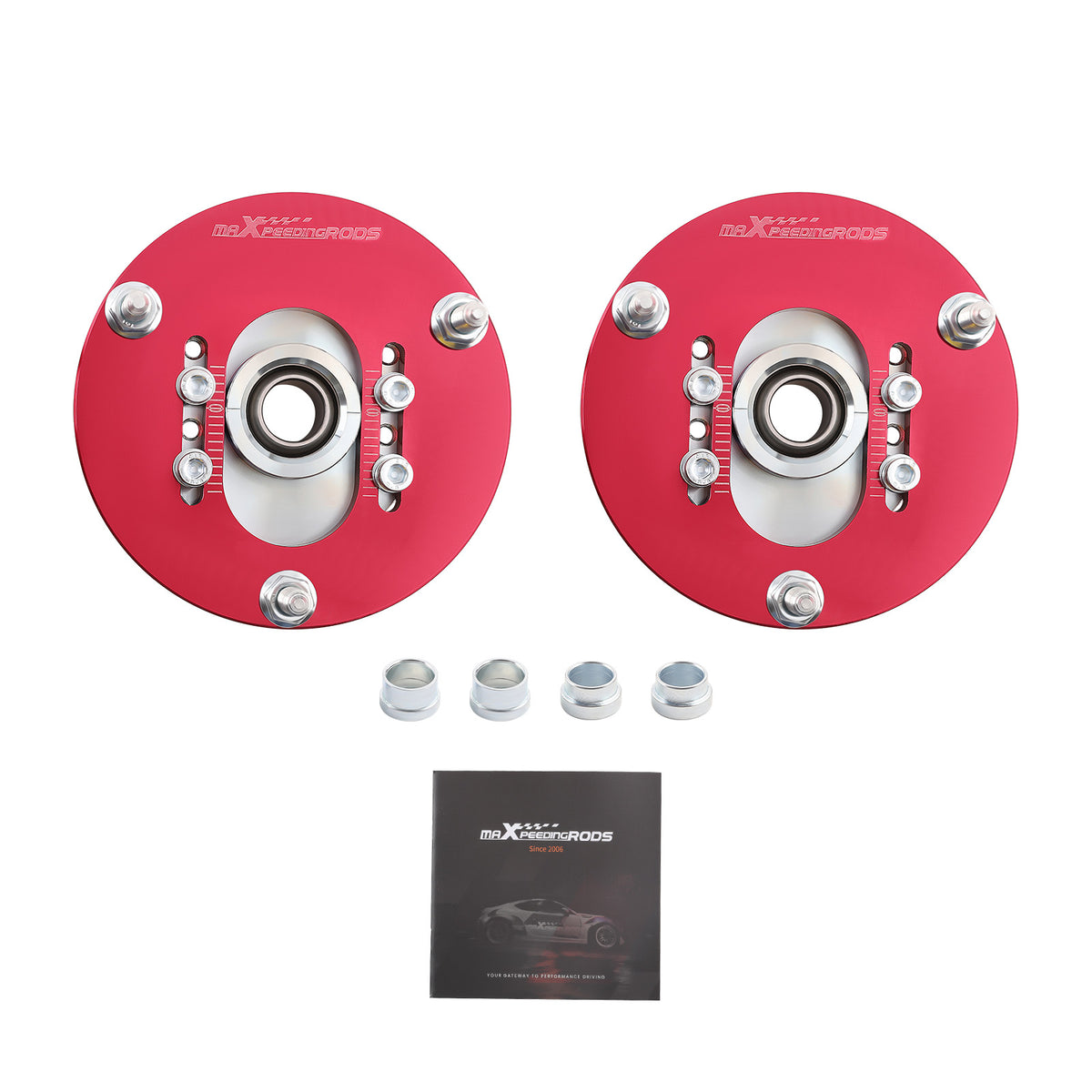 Compatible For BMW E46 98-05 316 320 323 325 328 M3 Front Red Camber Plate Top Upper Mount