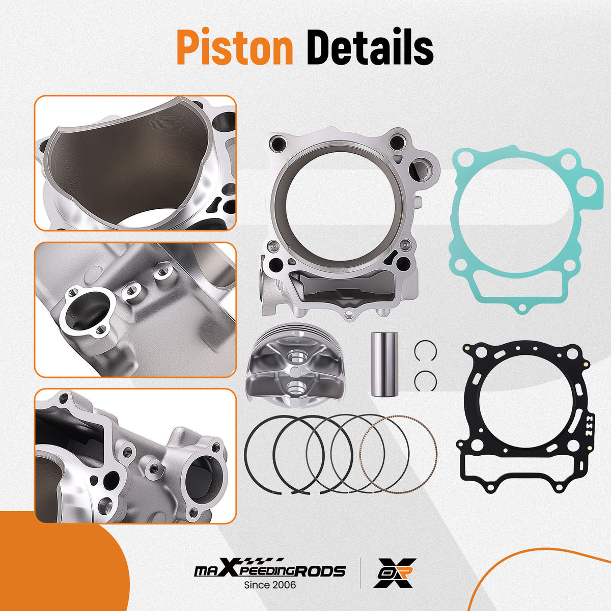 Cylinder Piston Gasket Top End Rebuild Kit Compatible For Yamaha YFZ450R 95mm 2009-2021