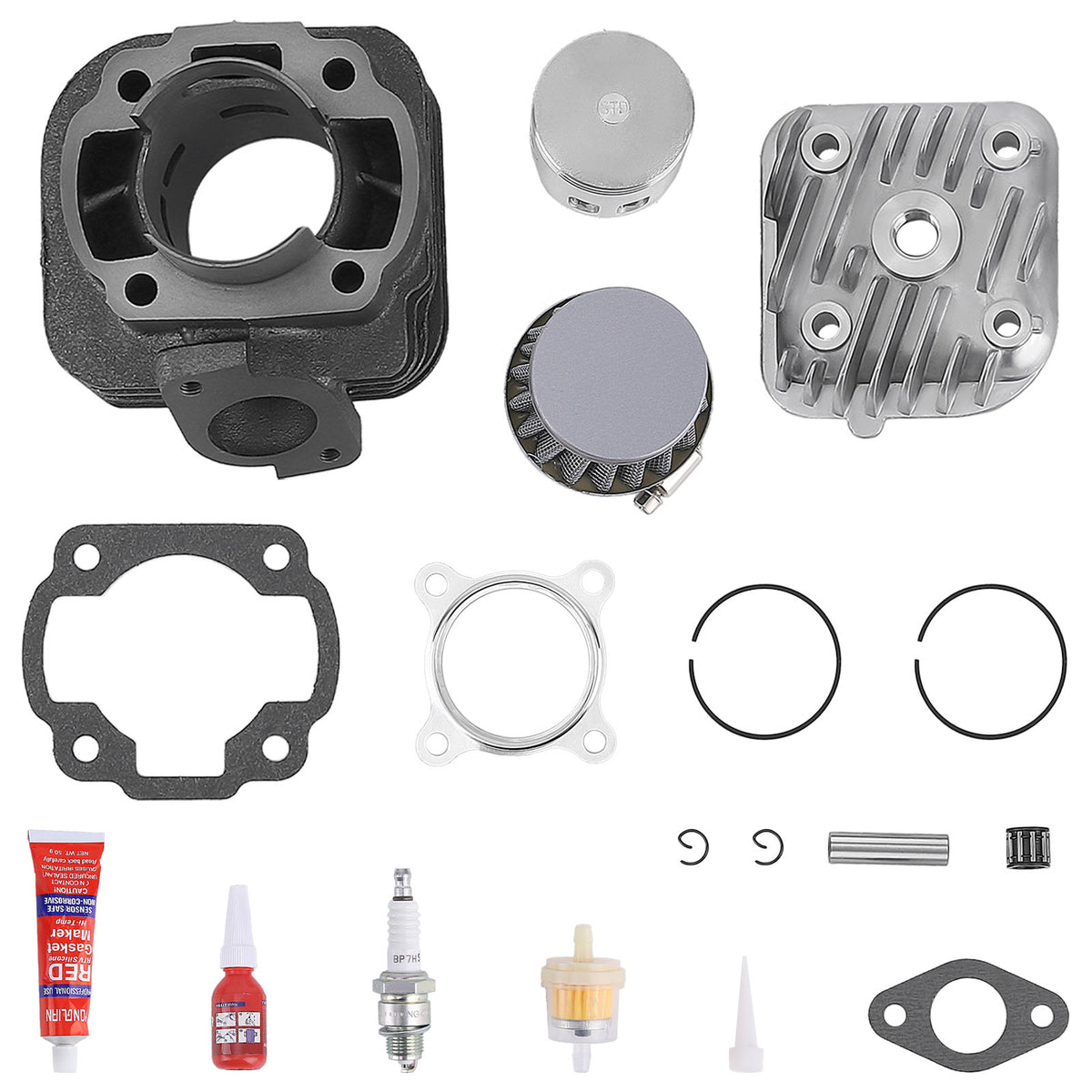 70cc Big Bore Cylinder Head Piston Rebuild Kit For 02-11 compatible For Yamaha YW50 Zuma 50