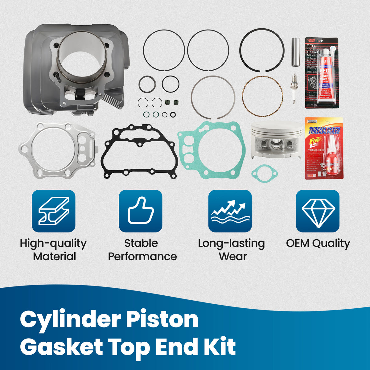 Cylinder Piston Gaskets Top End Rebuild Kit compatible For Honda Foreman 500 TRX500 05-11