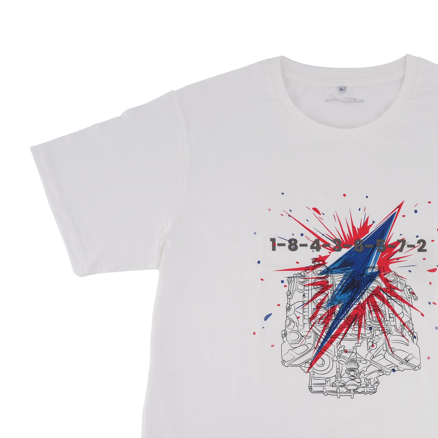 V8 Engine Graphic T-Shirt For Car Enthusiasts Gearheads V8 Engine Cool T-Shirt,Size XL