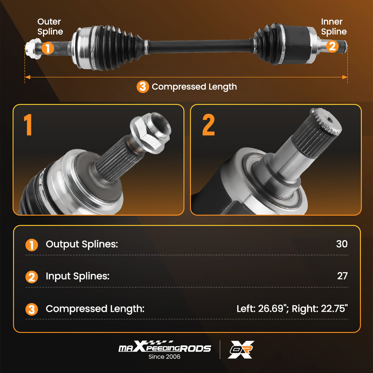 CV Axle Shaft Front LeftRight Set compatible For Honda Accord compatible For FWD 2.4L L4 2008-2012