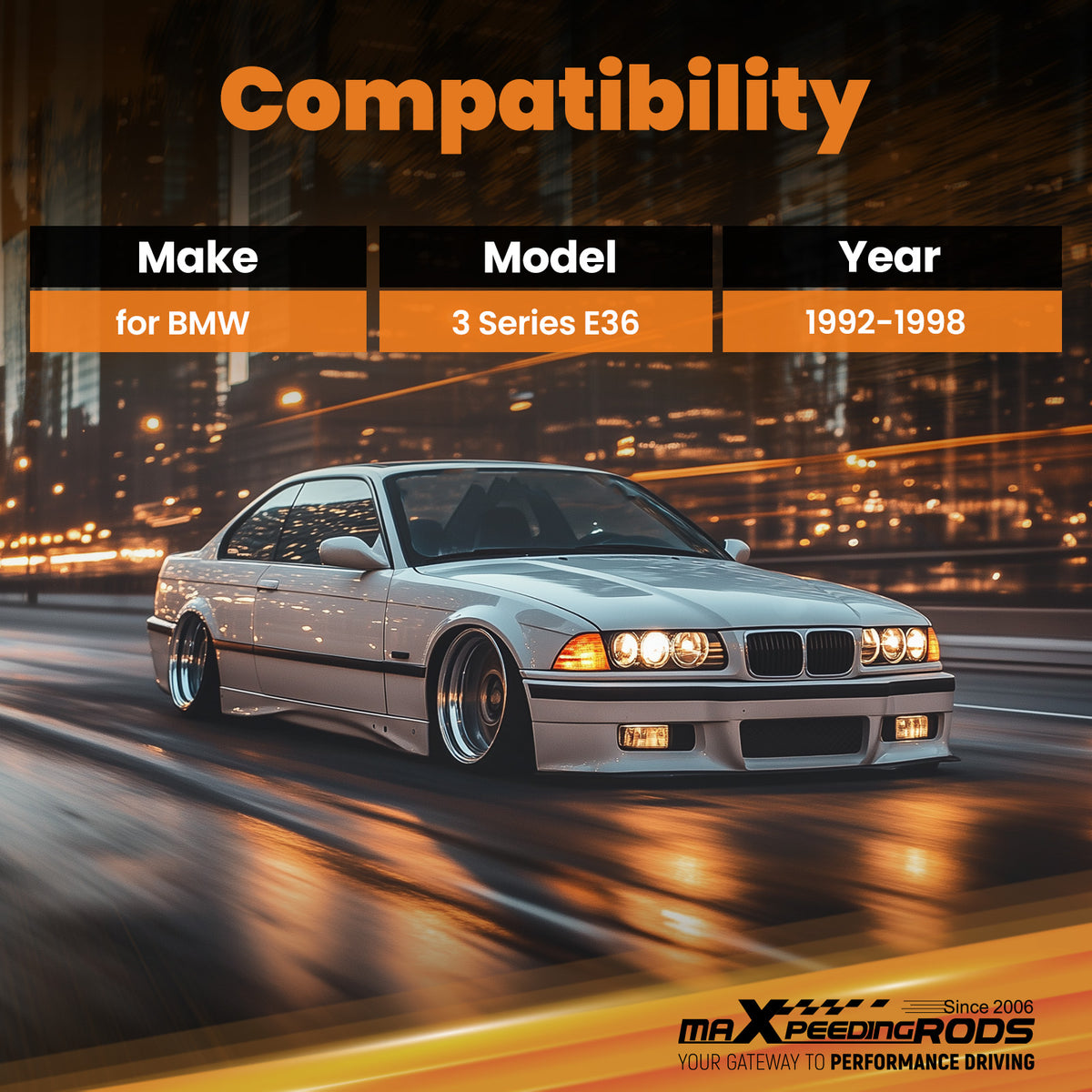 Front Upper Strut Bar Tower Brace Support Kit compatible For BMW 3 Series E36 1992-1998