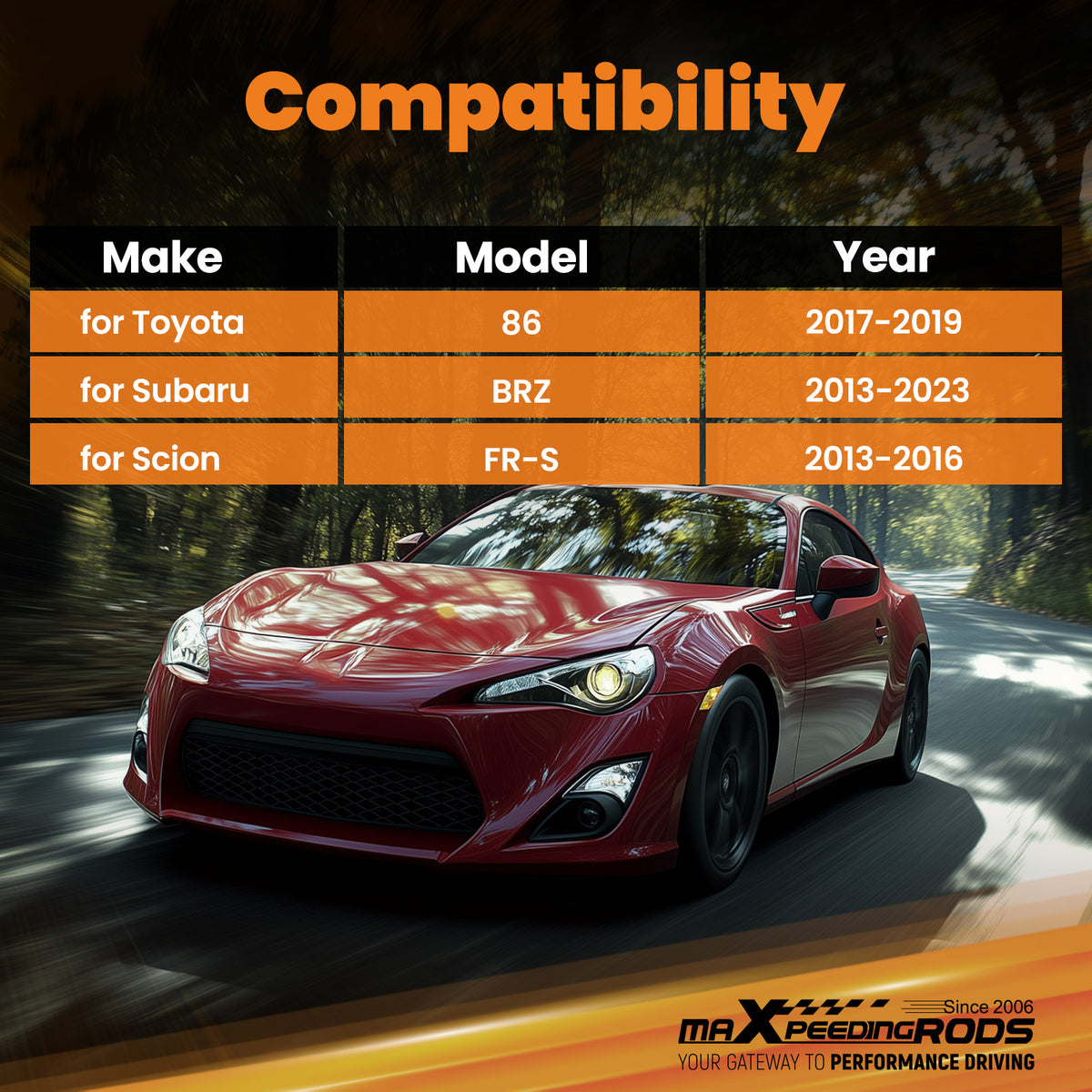 Rear Upper Trunk Strut Bar Tower Brace Support compatible For Subaru BRZ compatible For Scion FR-S 2013+