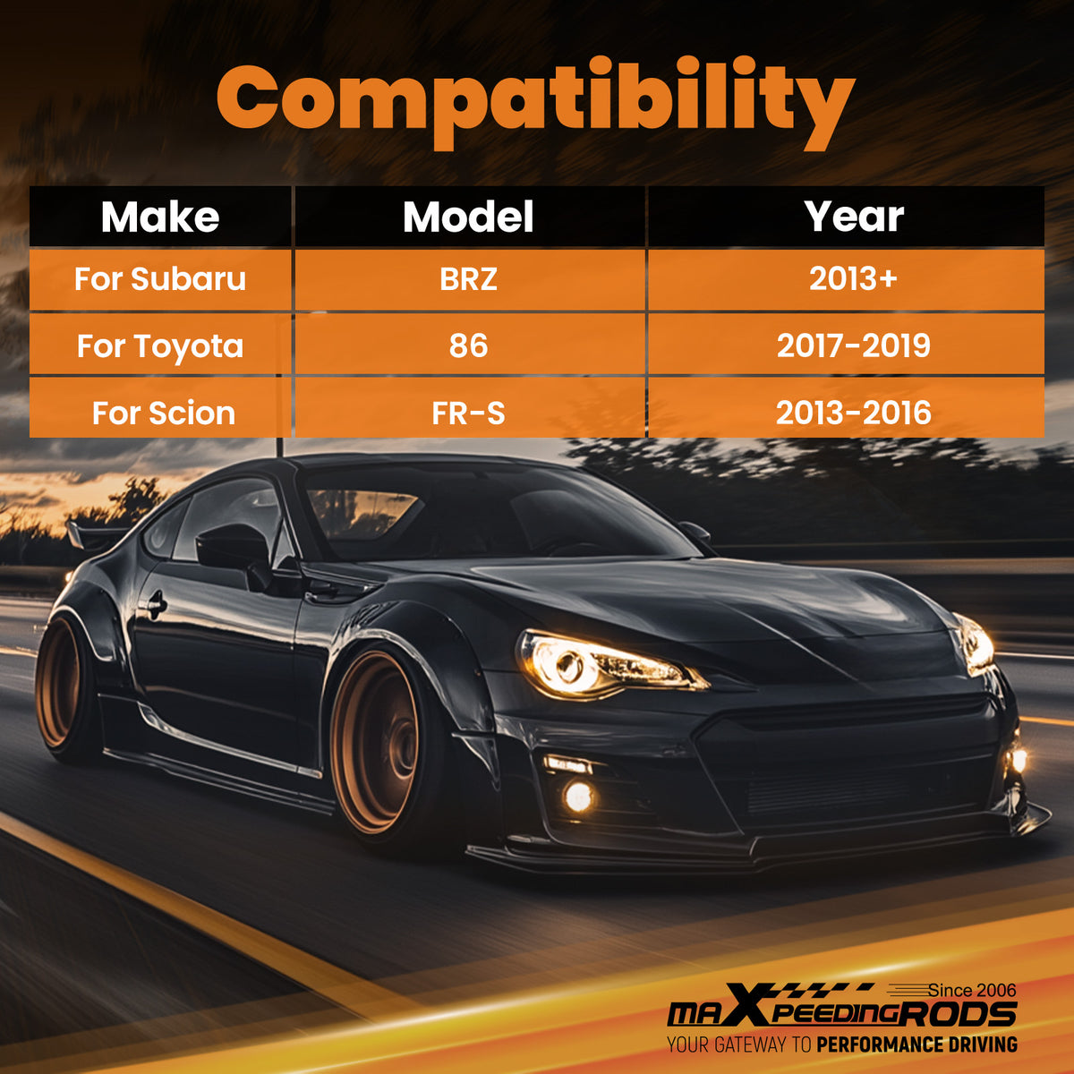 Front Upper Strut Bar Strut Tower Brace compatible For Toyota 86 2017-2019 compatible For Scion FR-S 13-16