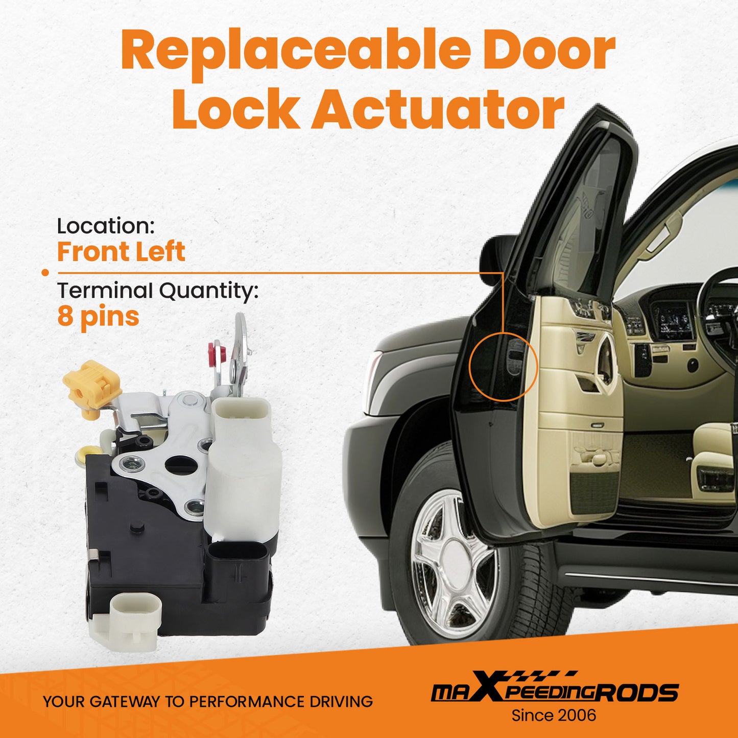 Door Lock Actuator compatible for Cadillac Escalade 02-2006 Front Left Driver Side 931-318
