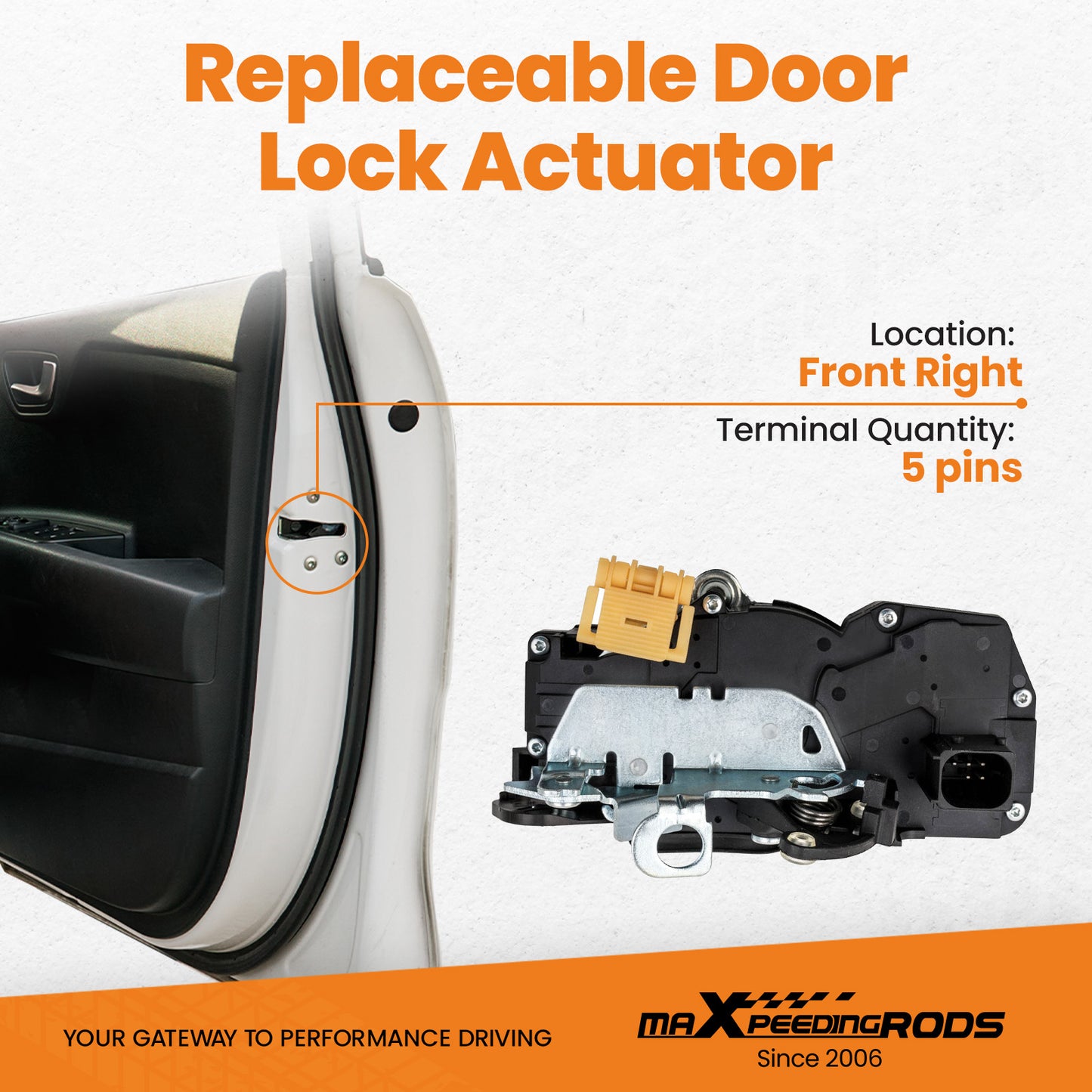 Compatible for Chevy Tahoe compatible for GMC Sierra compatible for Escalade 2007-09 Front Right Door Lock Actuator
