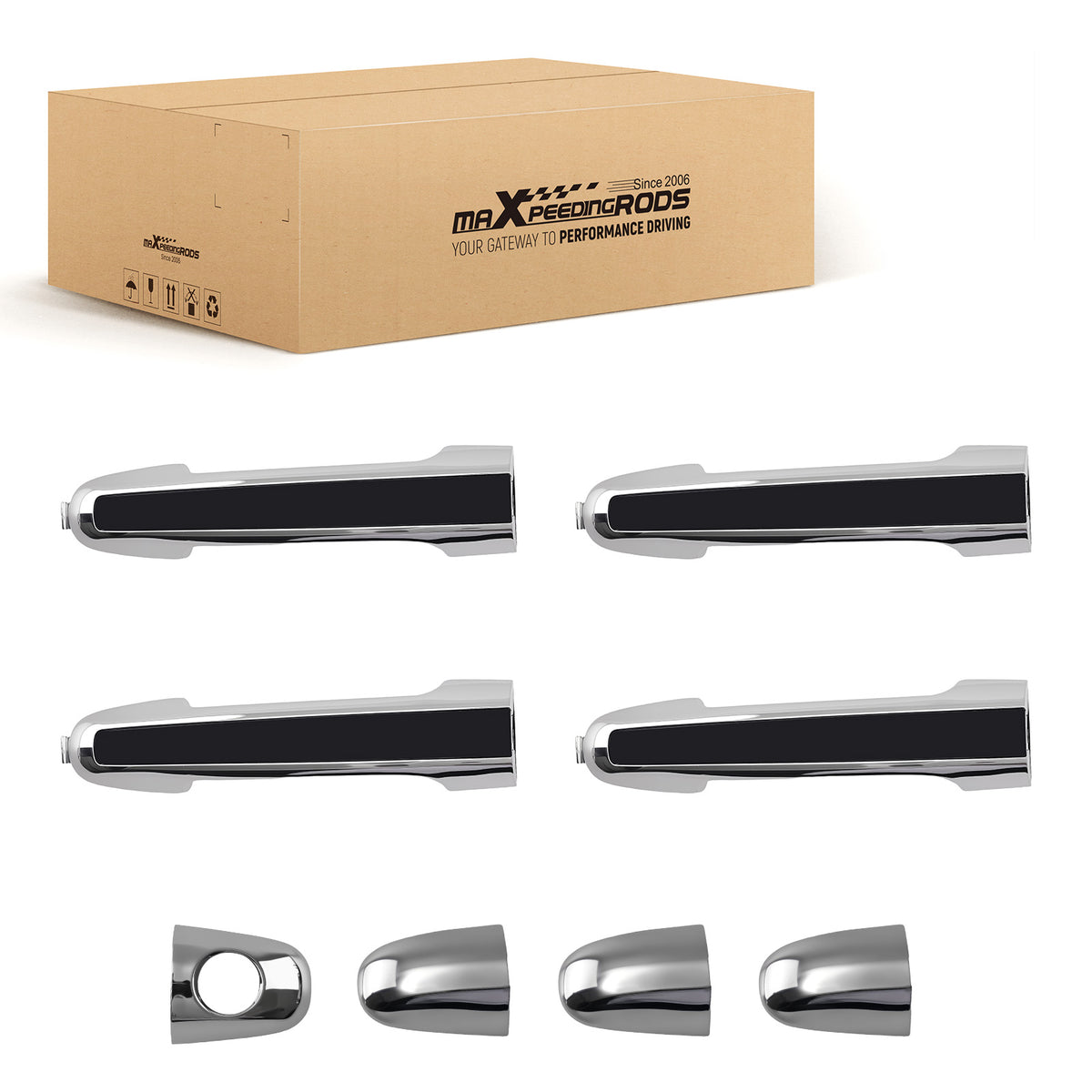 4PC Outside Door Handle compatible for Hyundai Sonata 05-10 82652-3K030 Front Rear LR Black