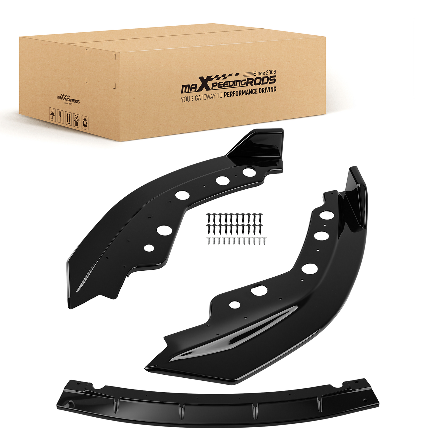 Front Bumper Lip Kit compatible For BMW G20 G28 3 Series 2019-2022 M Sport Glossy Black
