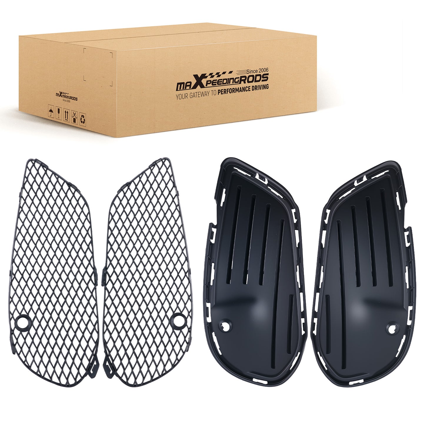 Front Bumper Fog Lamp Grille Cover Set compatible For Mercedes-Benz C-Class W205 2015-2018