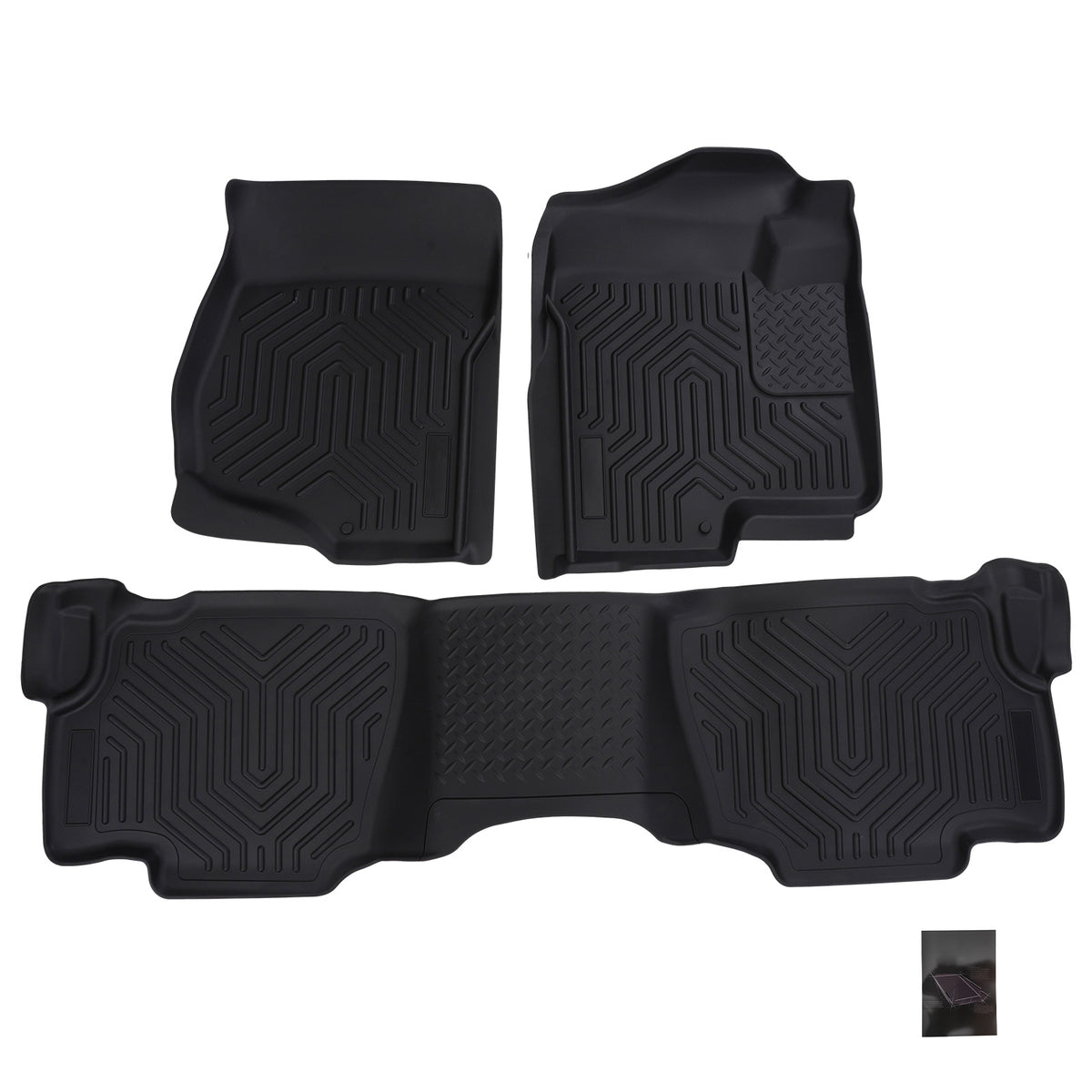 Black Floor Mats compatible For GMC Sierra 2500 HD Crew Cab 2007-2014 TPE All- Weather