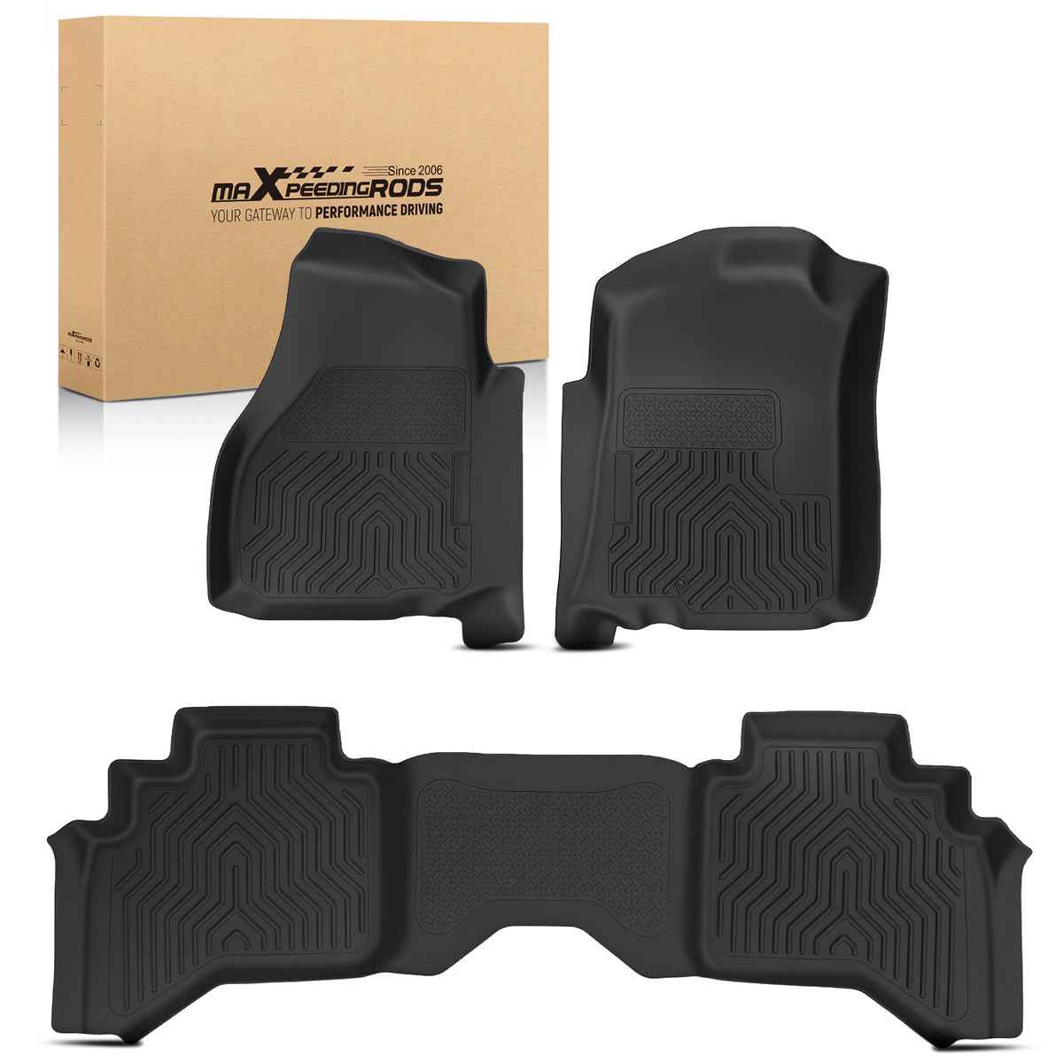 Black Floor Mat Set compatible For Dodge Ram 1500 2500 3500 Quad Cab TPE 2002-2009