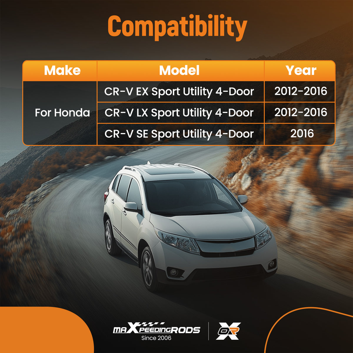Front & Rear TPE Floor Mats All Weather Car Liners compatible For Honda CR-V EX 2012-2016