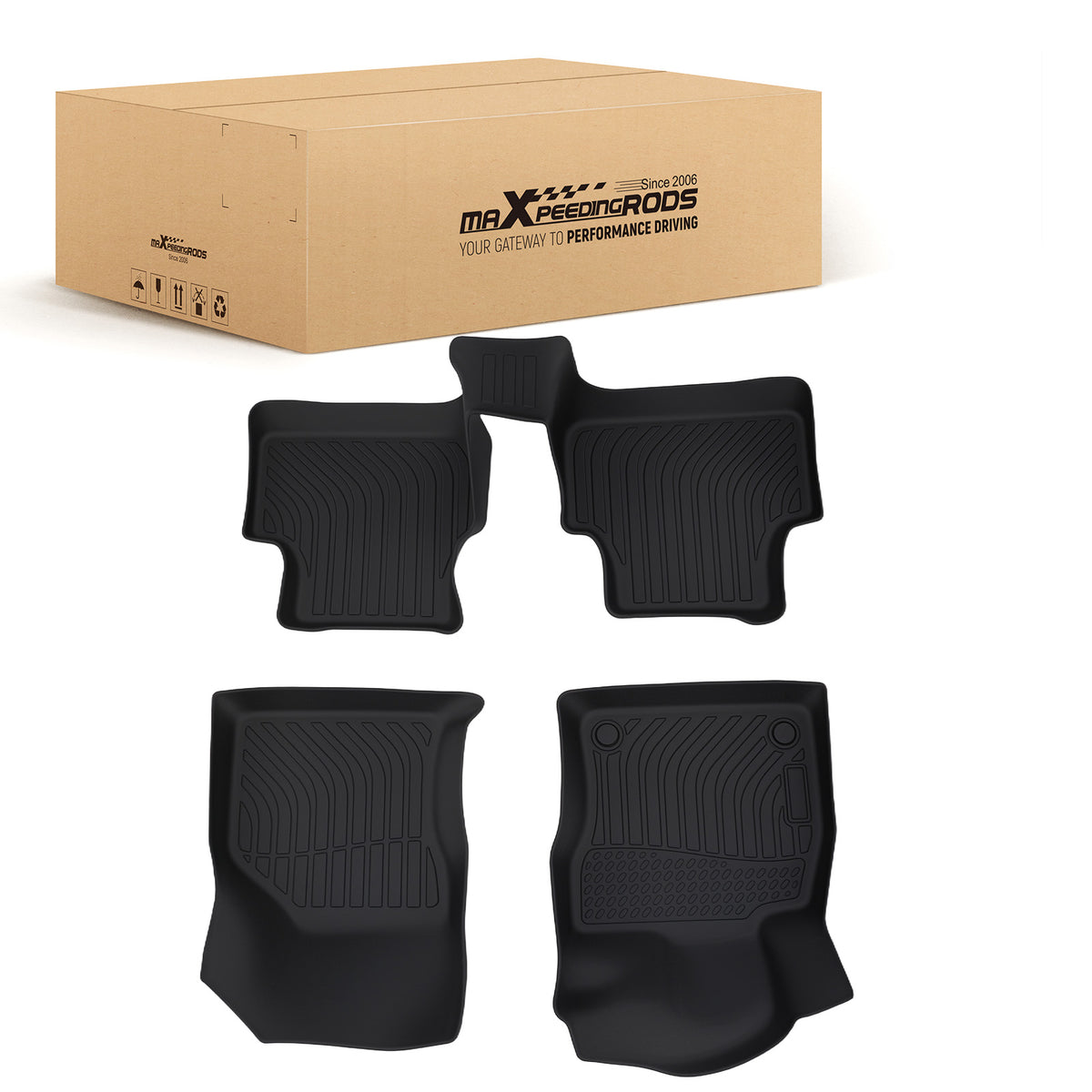 All- Weather Black Floor Mats compatible For Volkswagen Jetta 2019-2024 TPE Rubber Set