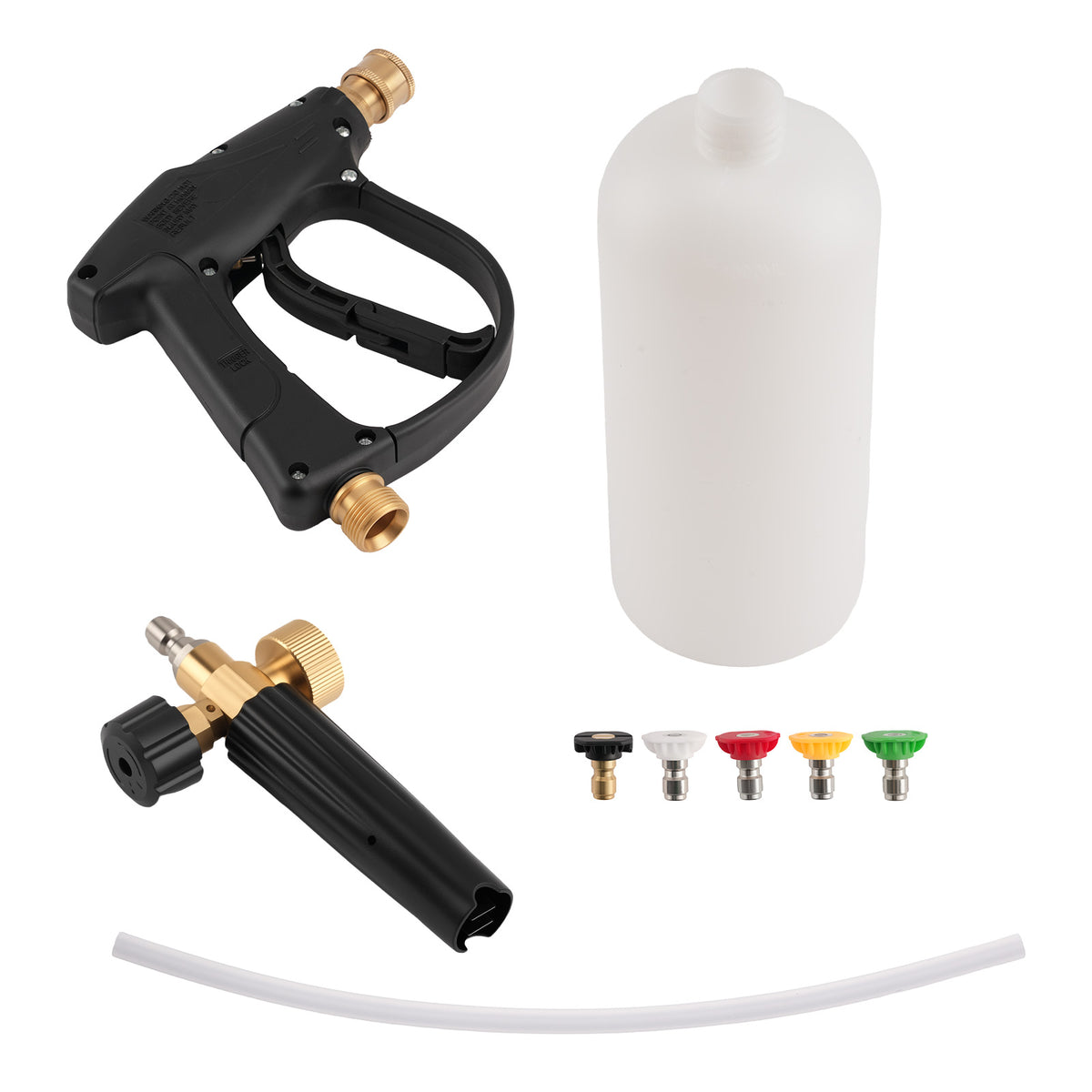 1/4 Snow Foam Gun Pressure Washer Soap Lance Car Wash Kit with 5 Nozzles