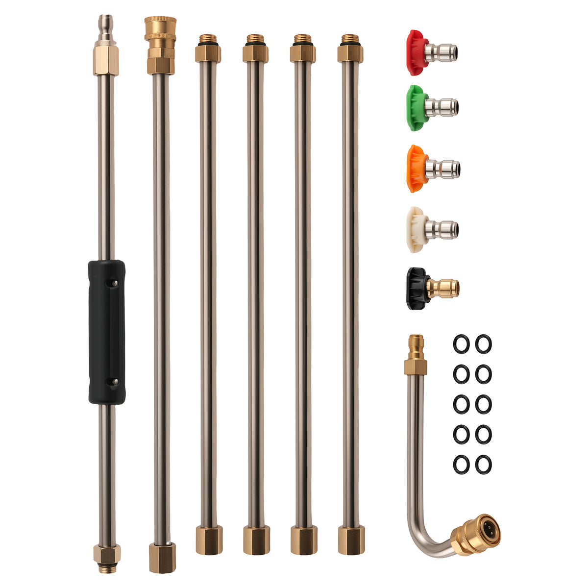 15 Inch 4000 PSI Pressure Washer Extension Wand Quick Connect Brass 6pcs