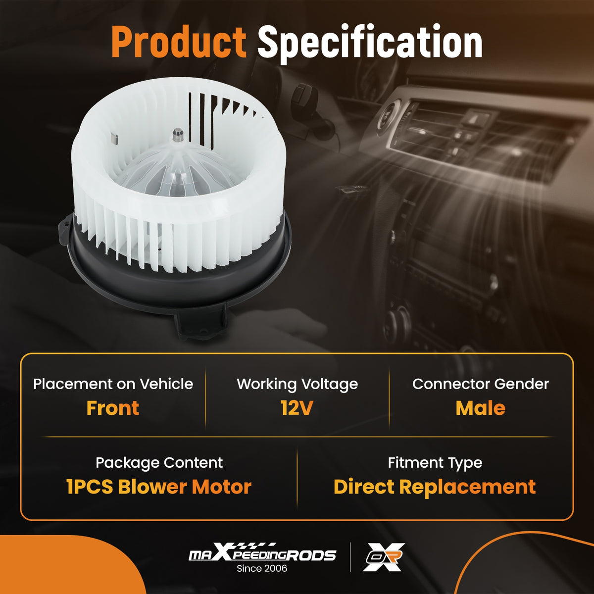 HVAC Heater Blower Motor Fan compatible For Honda CR-V Civic Accord compatible For Acura RDX ILX 2014-2015