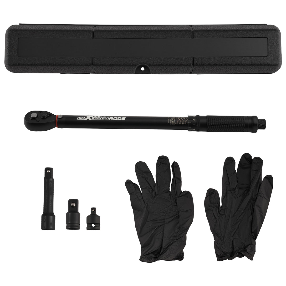 3/8 Click Torque Wrench 10-80 Ft-Lb with Extension BarAdapters Kit
