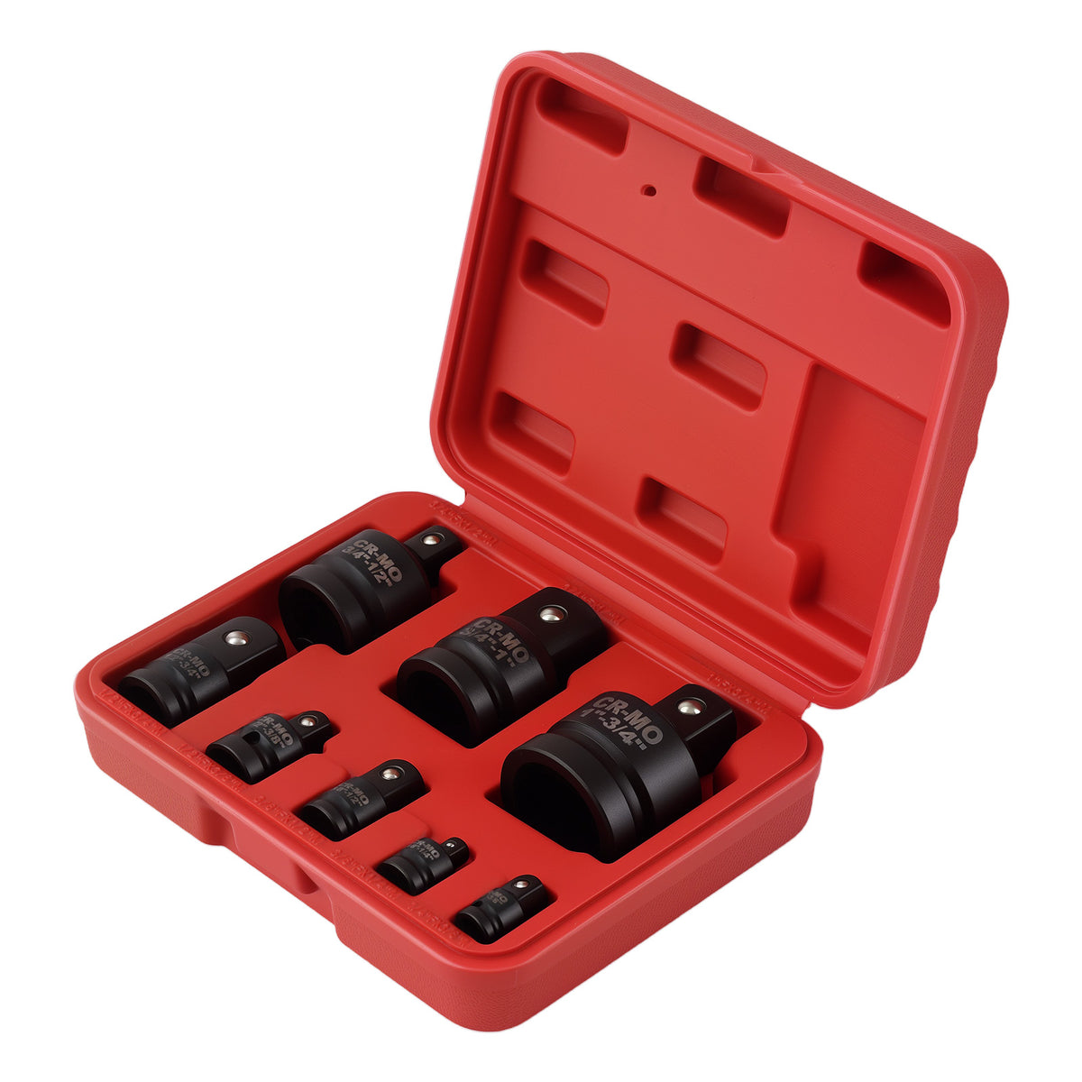 8pcs Adapter Reducer Set 1/4-1in Impact Socket Drive CR-MO Steel w/ Compatible For Case
