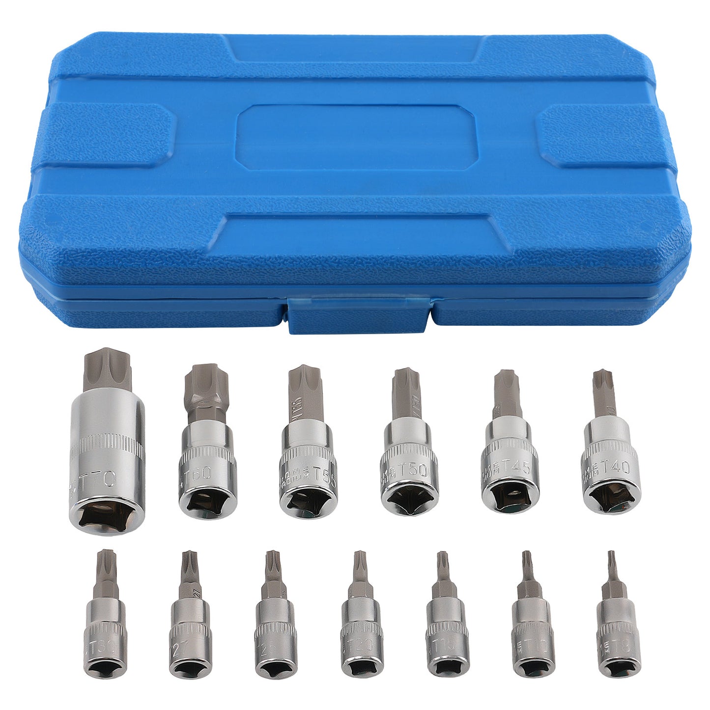 13pc Chrome CRV Socket Set 1/4 3/8 1/2 Drive T8-T70 Star 6 Point Tool New