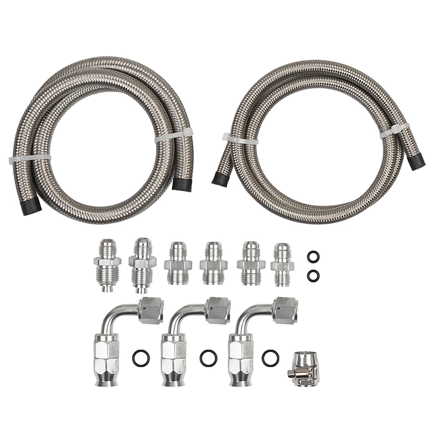 Power Steering 3FT Line Kit Stainless Steel High Pressure PTFE Silver Universal