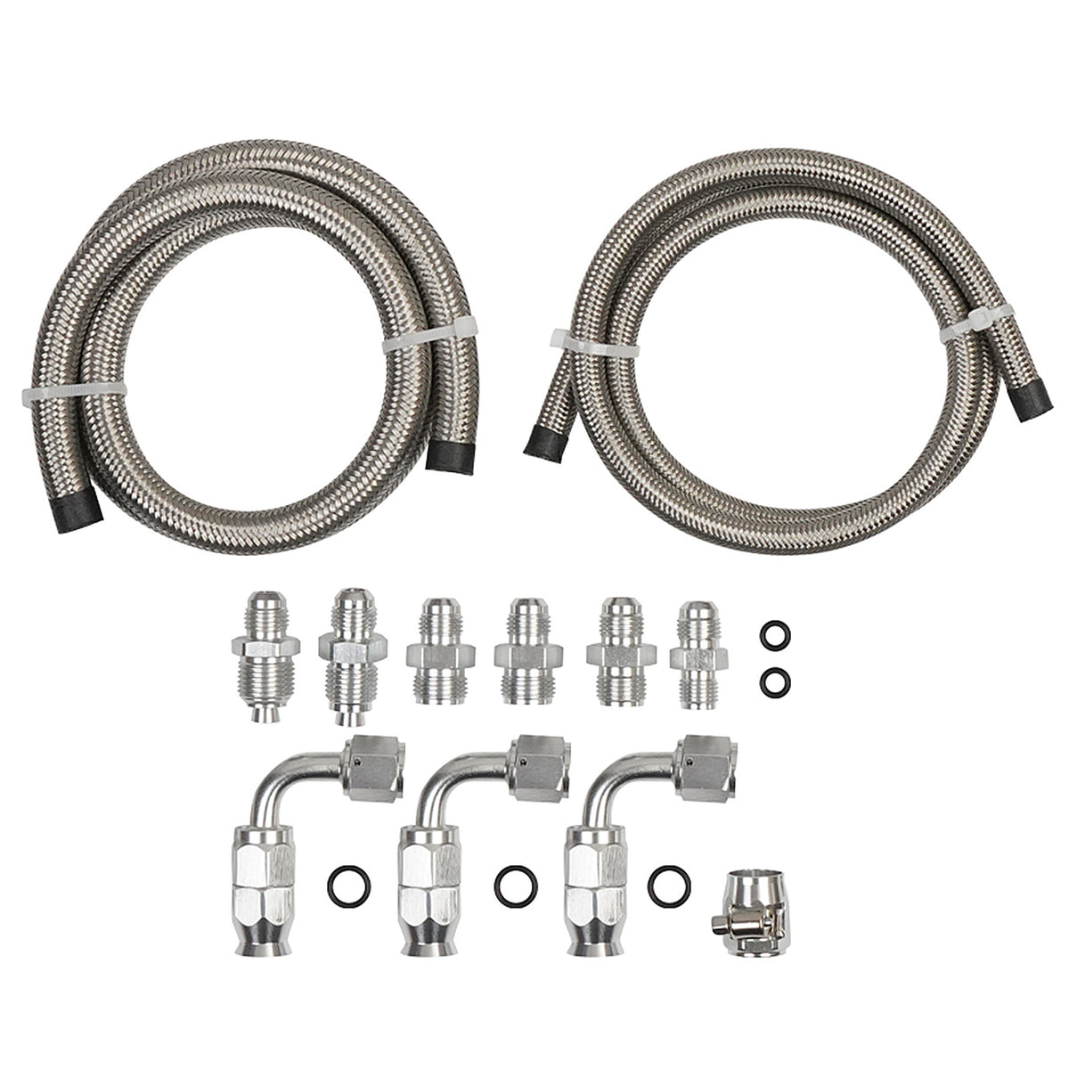 Power Steering 3FT Line Kit Stainless Steel High Pressure PTFE Silver Universal
