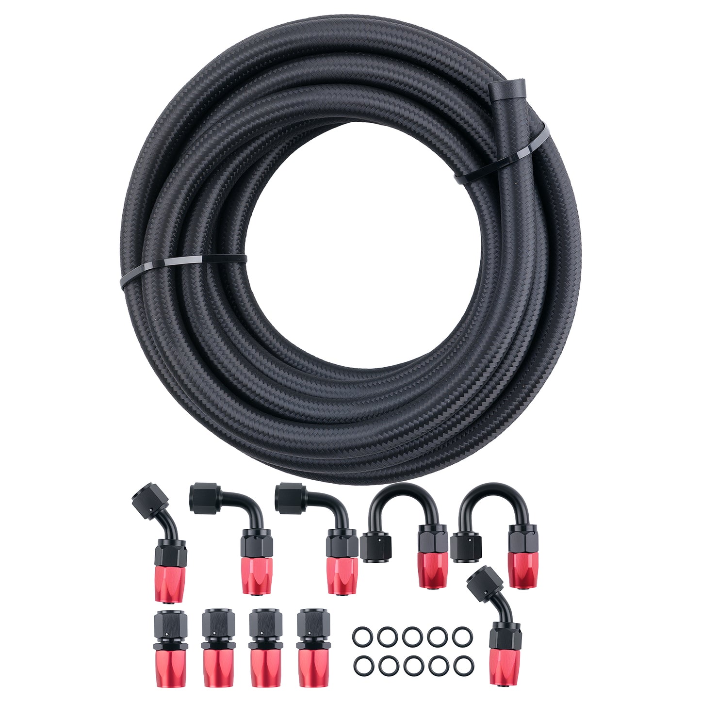 AN6 -6AN Stainless Steel Braided OIL/FUEL Line + Fitting Hose End Adaptor Kit 5M