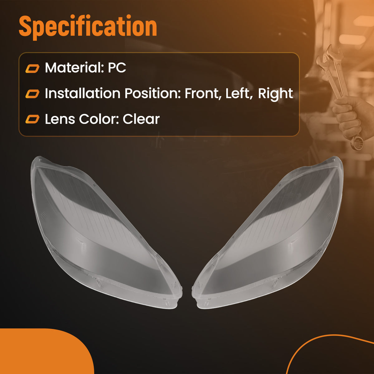 1 Pair Headlight Headlamp Lens Cover compatible For Buick Enclave 2008-2012 Left Right new