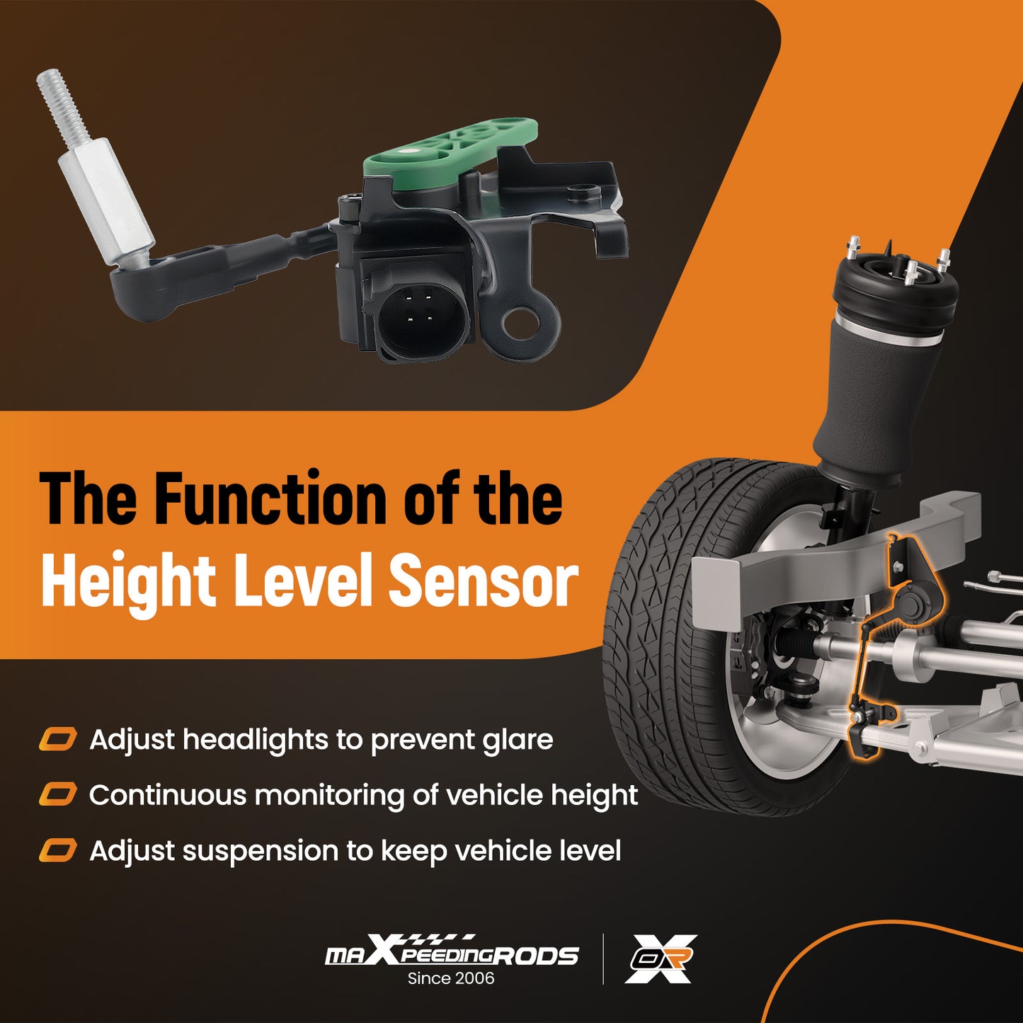 Front Right Side Height Level Sensor compatible for Audi A6 L4 1.8L 2016-2017 4H0941286G