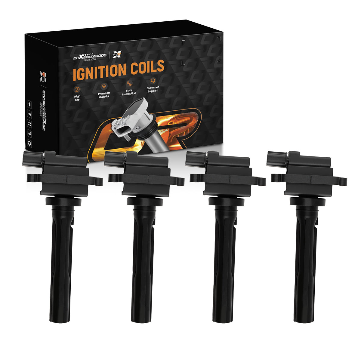 4x Ignition Coil Assembly compatible For Suzuki Vitara XL-7 2001-2004 91175339 Black