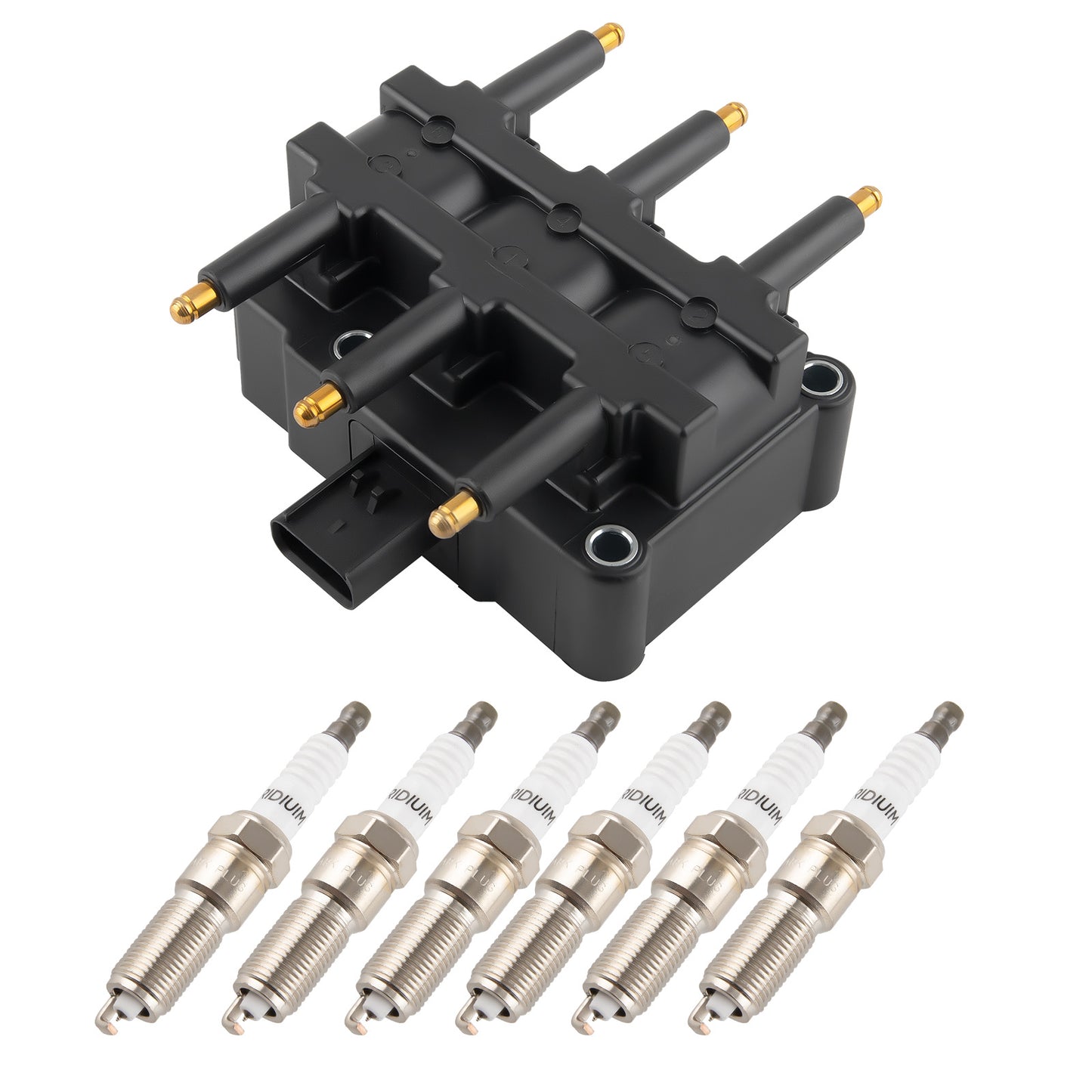 1pcs Ignition Coil + 6pcs Spark Plugs compatible For Chrysler Town compatible For Dodge Pacifica Voyager