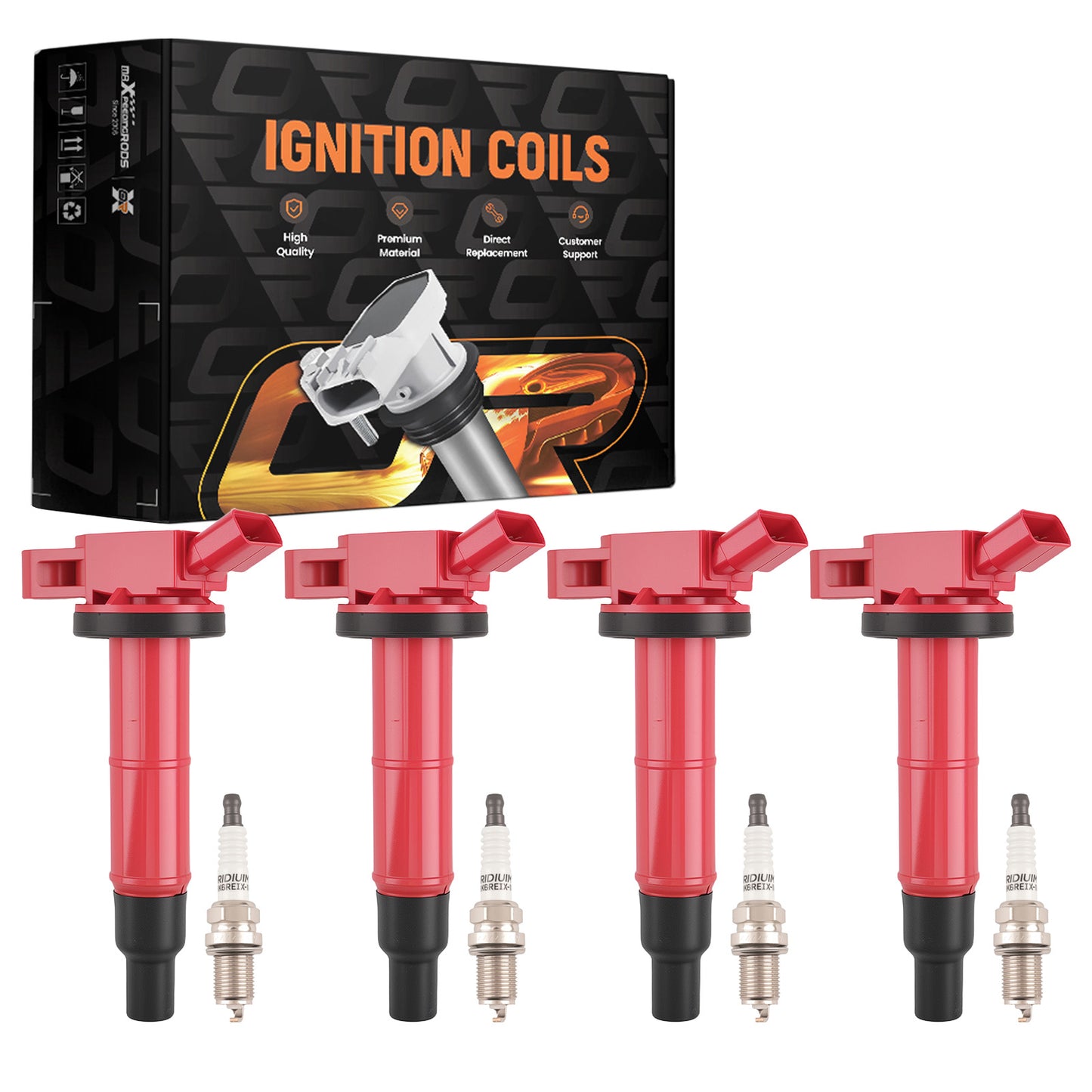 4x Ignition Coil + 4x Spark Plug compatible For Toyota Camry Corolla RAV4 2.4L 2001-2011