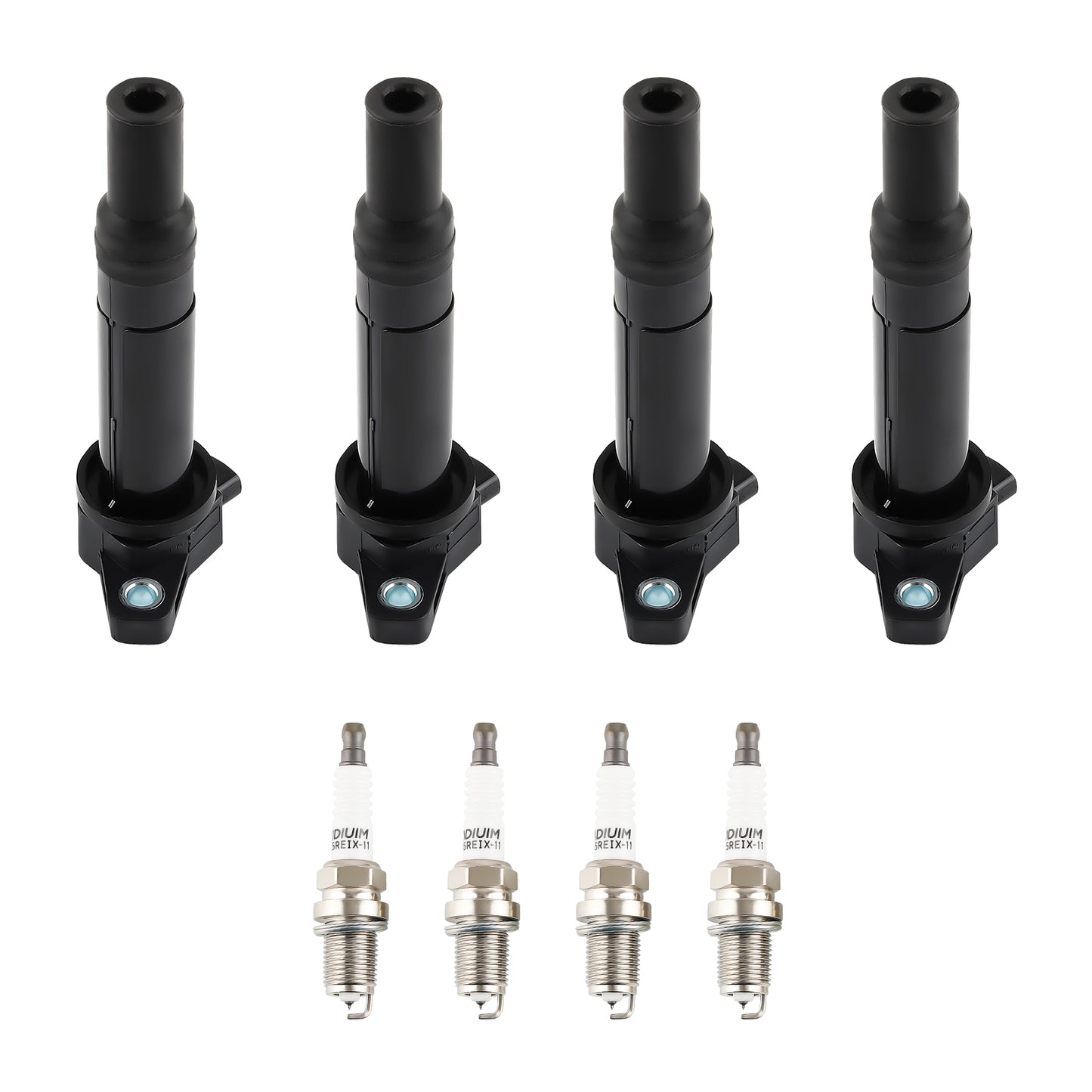 4 Ignition CoilsSpark Plugs compatible For Dodge Attitude compatible For Hyundai Accent compatible For Kia Rio UF499