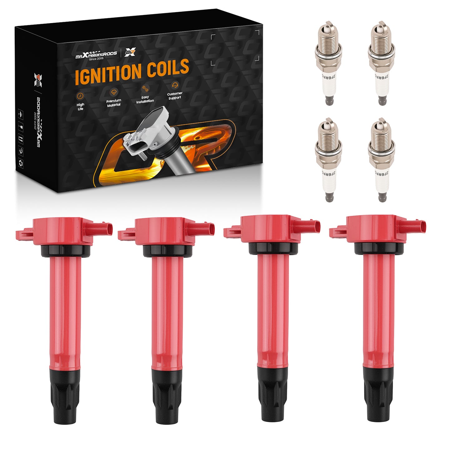 4x Ignition Coil + Iridium Spark Plug compatible For Chrysler 200 Sebring 2.4L 2007-2014
